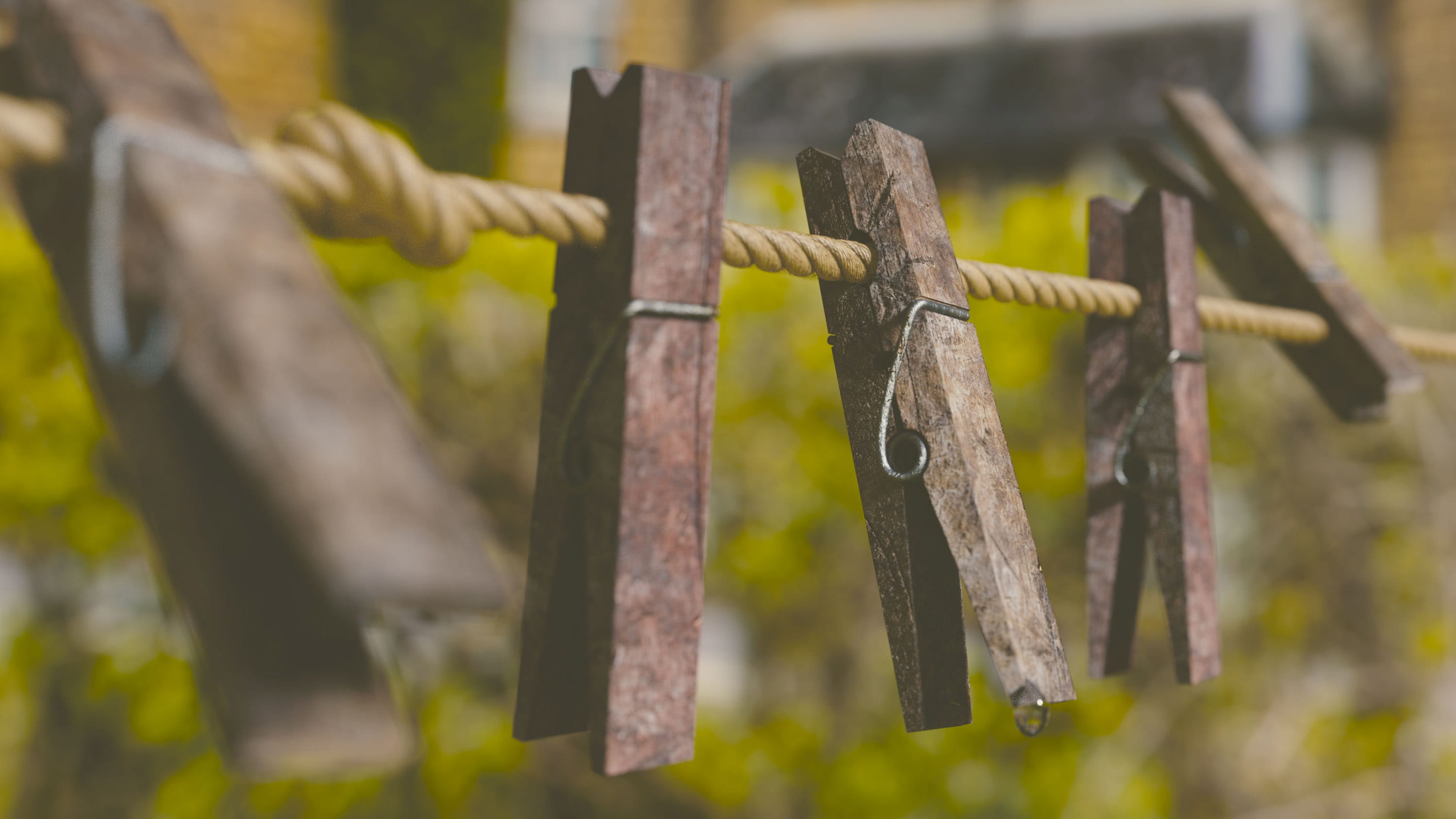 protection, clothespin, rope, barrier, clothesline, sharp, close-up, barbed wire, wood - material, bunch, clothes, metal, day, selective focus, no people, HD Wallpaper