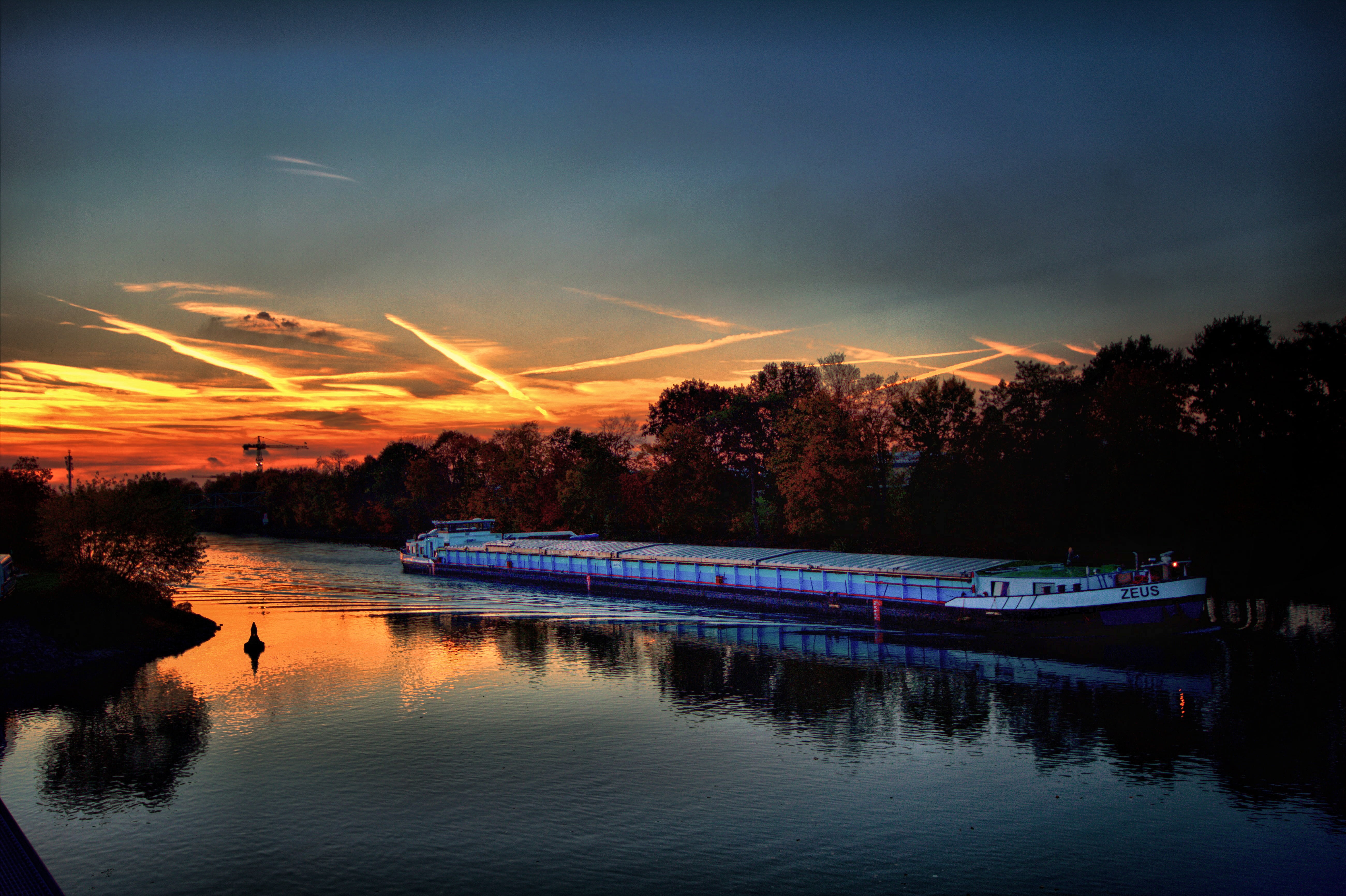 ruhr area, plant, beauty in nature, port bismark, dusk, outdoors, water, sky, mode of transportation, tree, local recreation, gelsenkirchen, transportation, HD Wallpaper