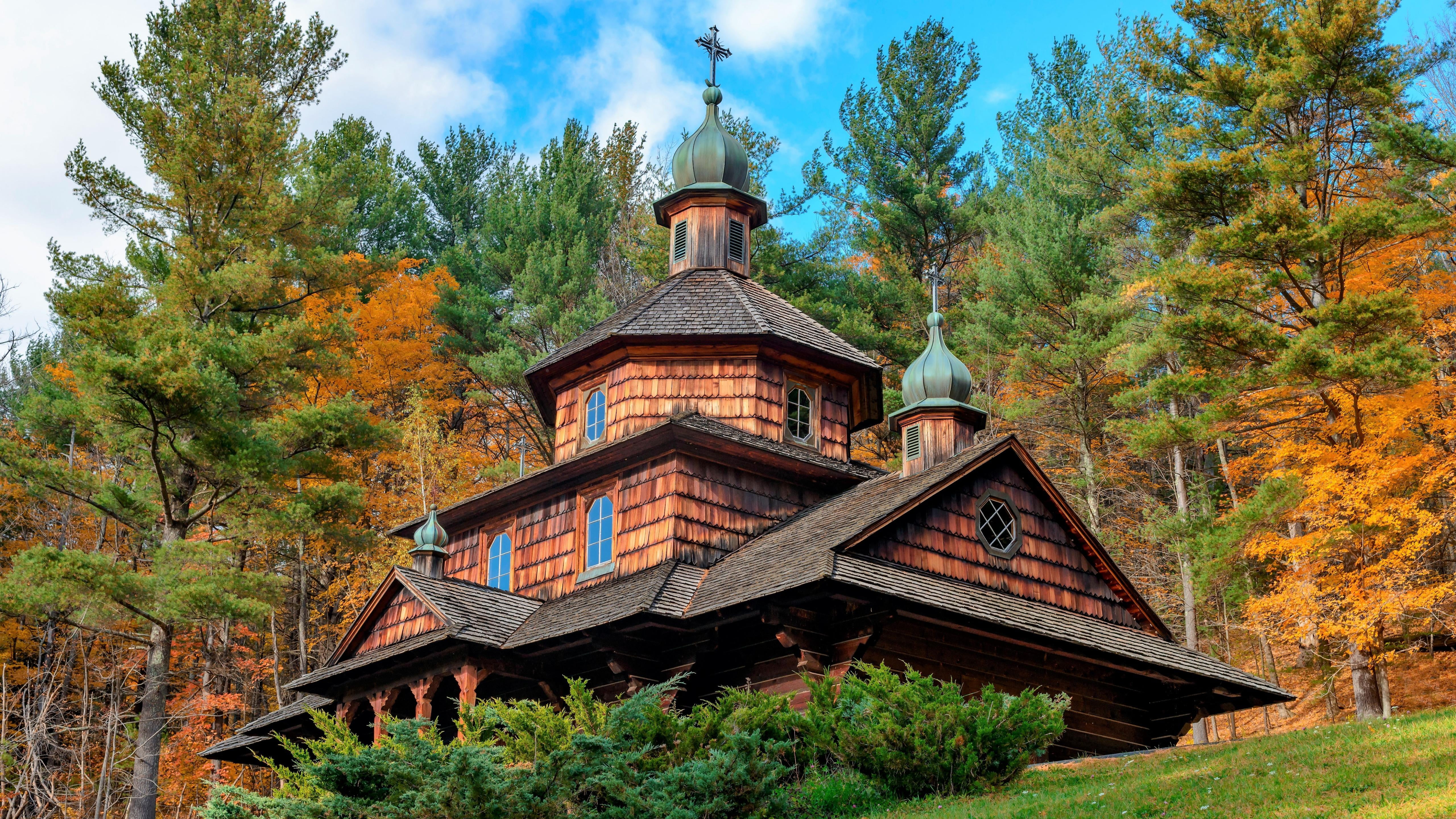 roof, religion, 5k, day, new york, belief, 5k uhd, 5K, wooden, growth, church, spirituality, usa, building exterior, low angle view, architecture, catholic church, HD Wallpaper