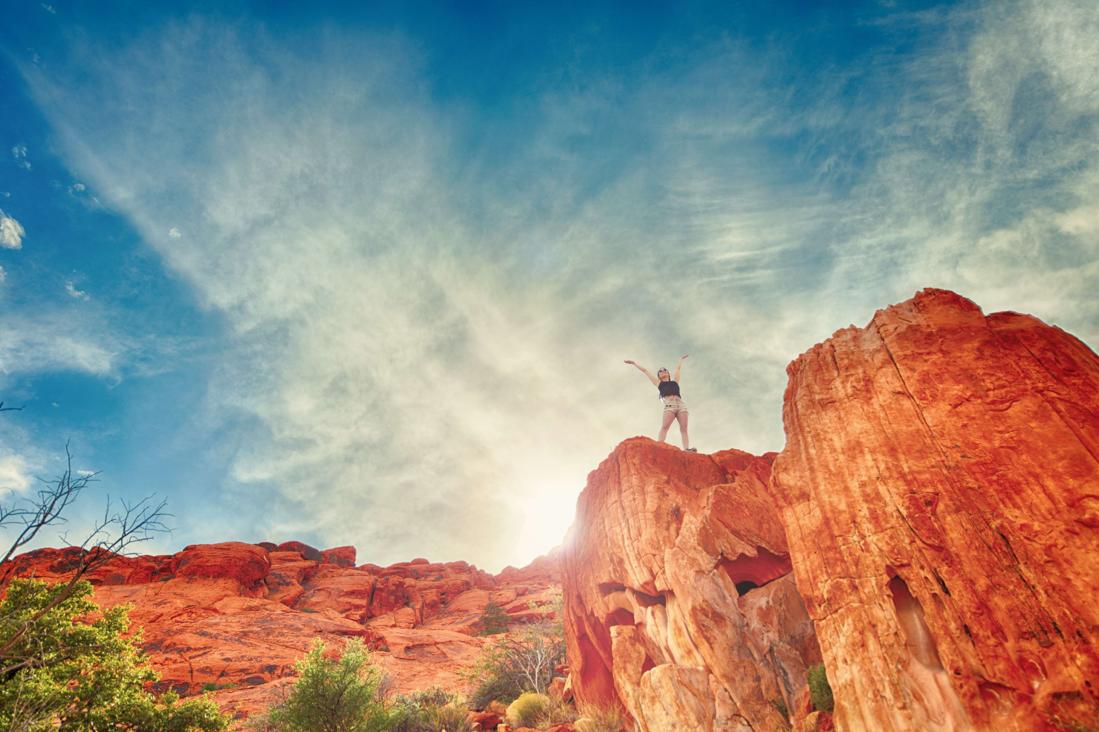 one person, nature, mountain range, confident, rocks, beauty in nature, solid, succeed, person, tranquility, low angle view, brave, scenics - nature, mountains, HD Wallpaper