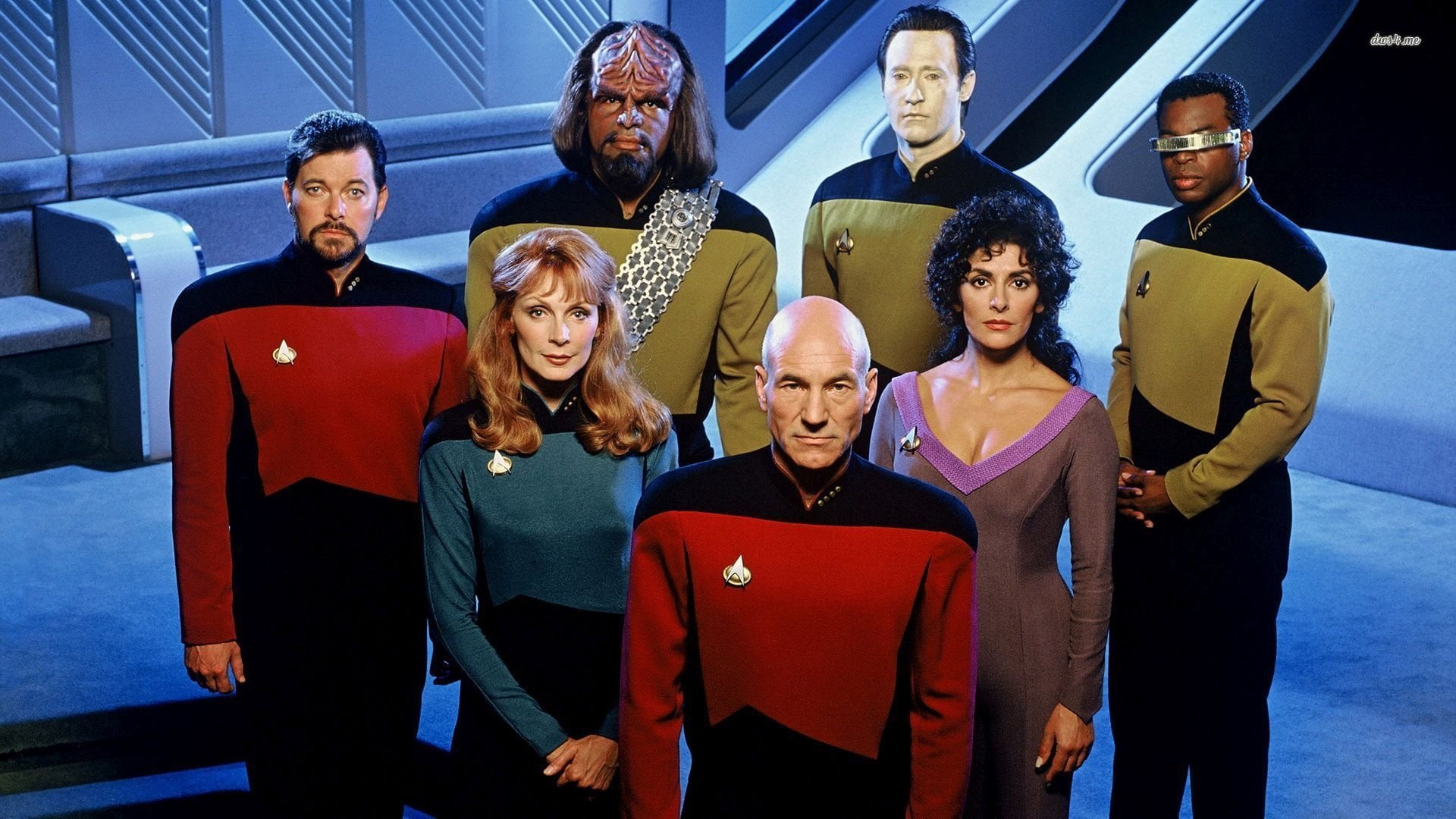 looking at camera, adult, men, 1080P, daughter, transportation, mode of transportation, young adult, mature men, William T. Riker, Data (Star Trek), portrait, HD Wallpaper