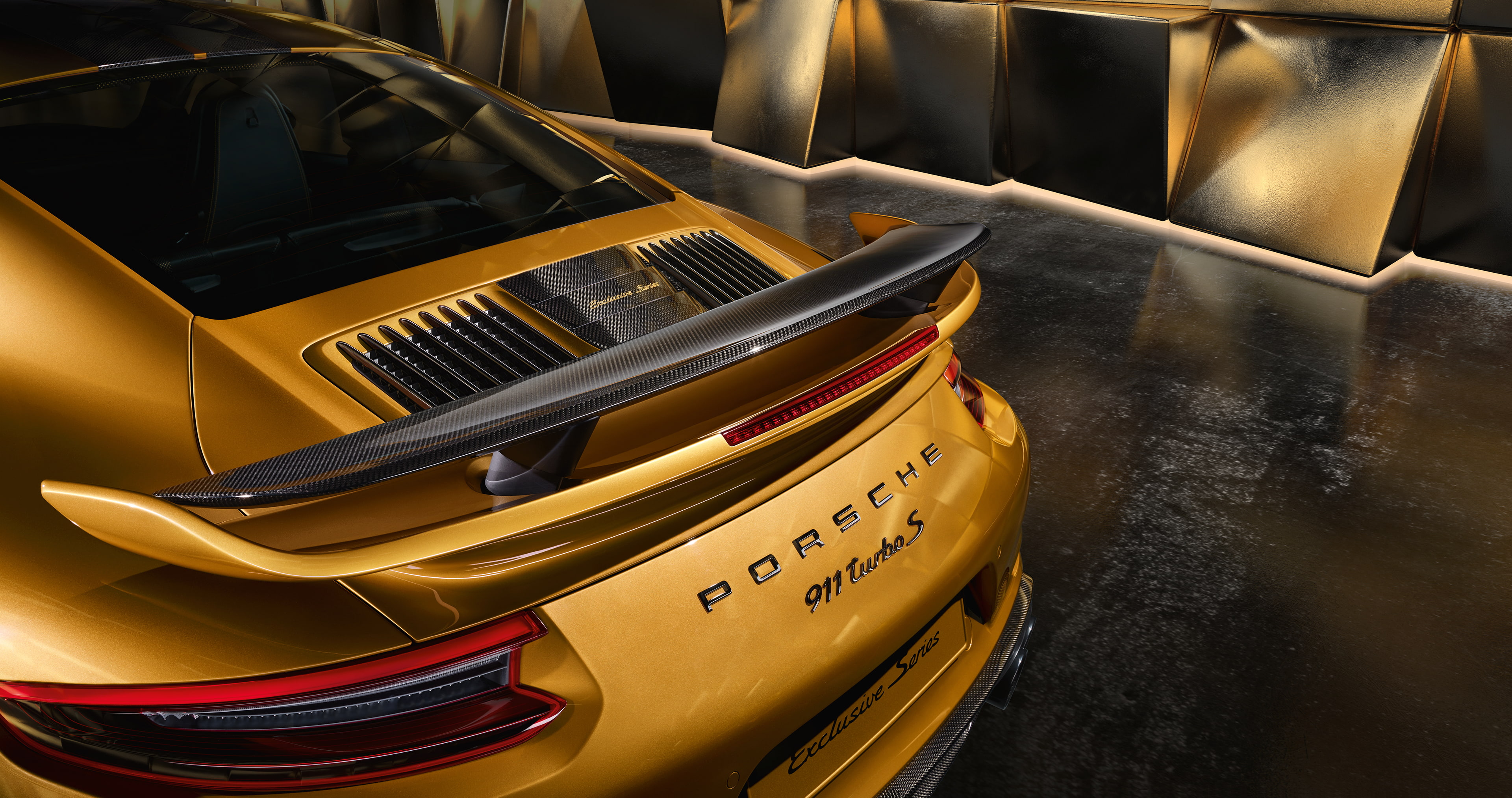Porsche 911 Turbo S Exclusive Series, Rear spoiler, 2017, 4K, 4K, HD Wallpaper