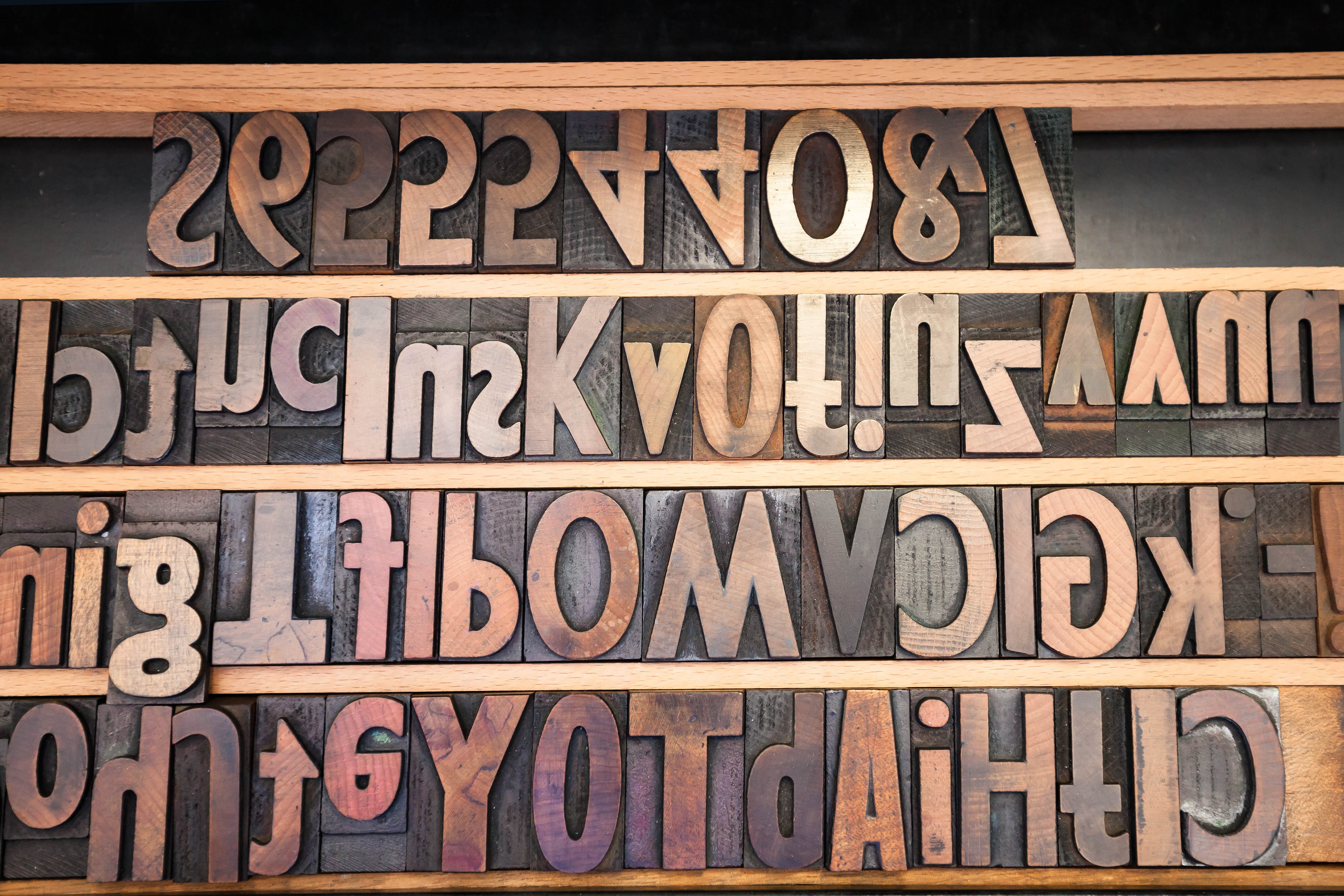 wooden, variation, wash, printing Block, brown, letterpress, letter, antique, 5K, no people, mirrored, ink, capital letter, freestanding, single Word, HD Wallpaper