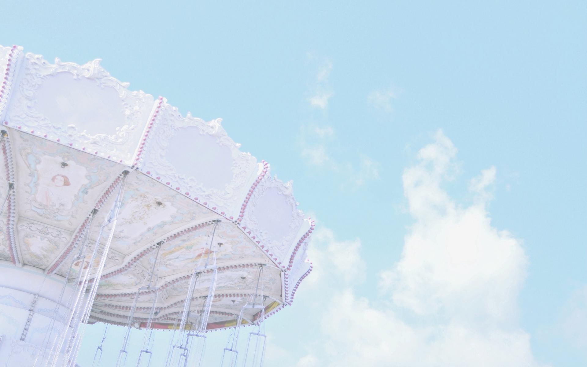 quiet, soraironokokoro, blue, photography, white, japanese, carousel, japanese photography, sky, quiet qing ran, 1080P, ran, blue sky and white clouds, HD Wallpaper
