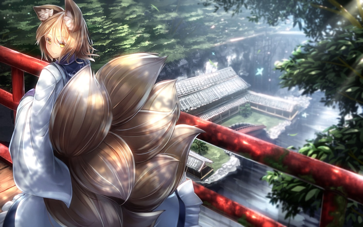 720P, anime, anime girls, fox girl, Yakumo Ran, animal ears, Touhou, HD Wallpaper