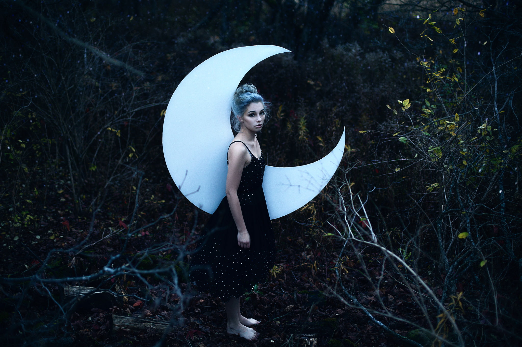 Aleah Michele, Swear by the Moon, forest, girl, 1080P, HD Wallpaper
