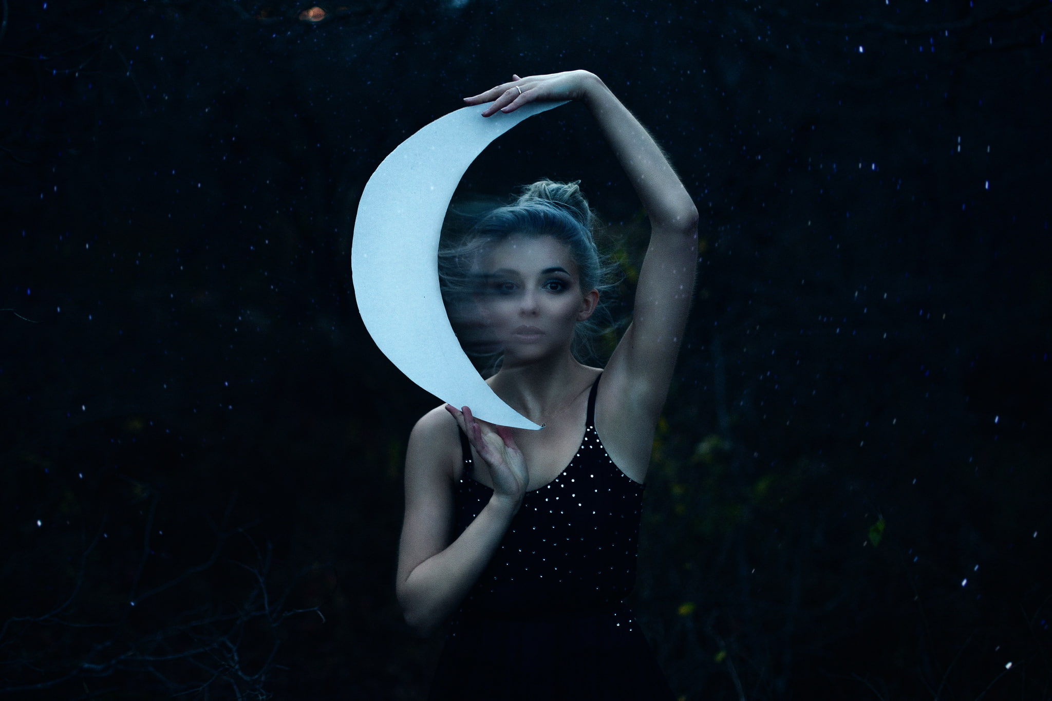 girl, the moon, Aleah Michele, Swear by the Moon, 1080P, HD Wallpaper