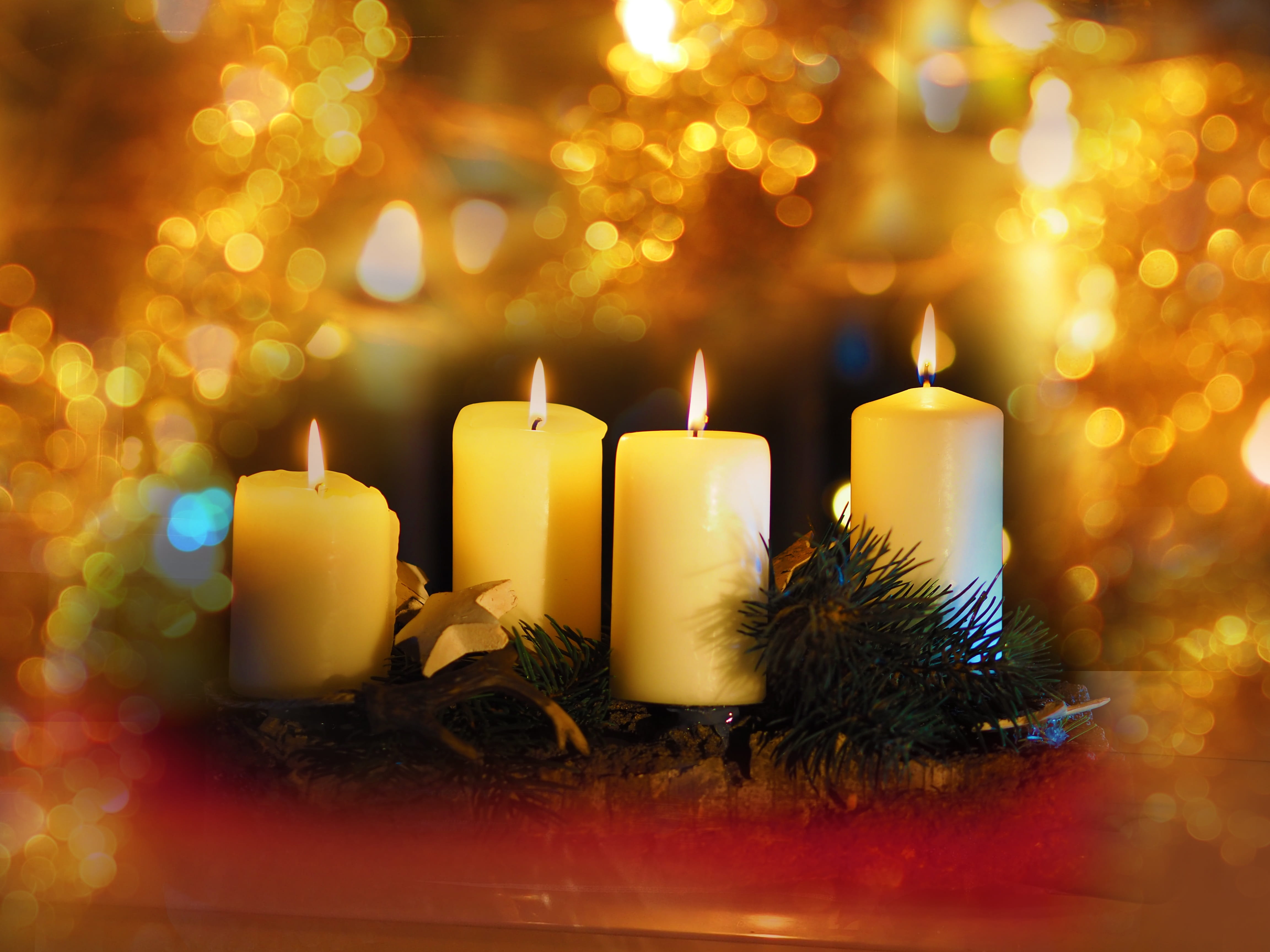 mood, festival, christmas decoration, decoration, shining, burning, solemnly, nature, gold, holiday, flame, heat - temperature, close-up, festive, fire, HD Wallpaper