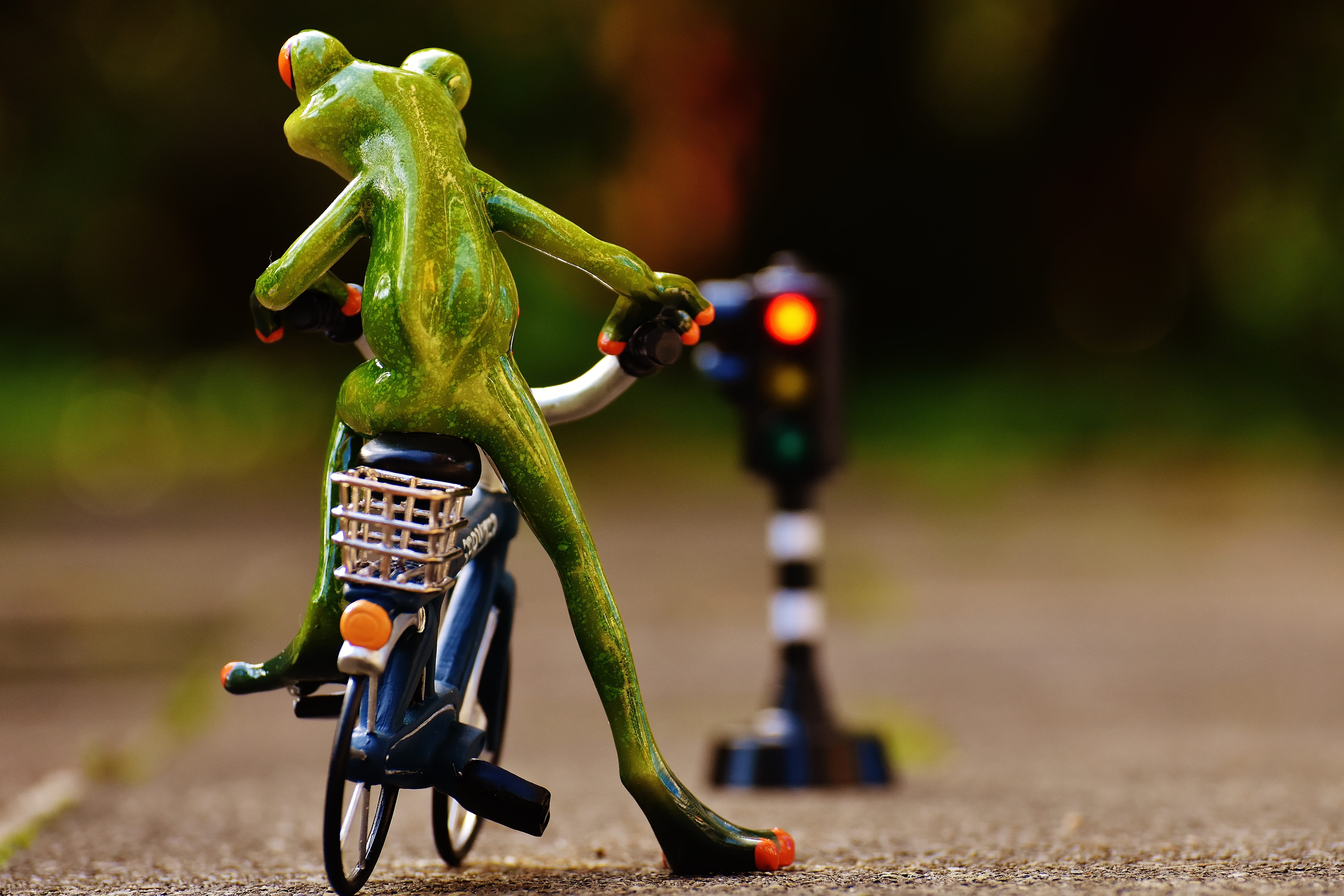 motion, male likeness, transportation, nature, photo, frog, 5K, figure, day, human representation, red, representation, toy, rules of the road, bike, full length, HD Wallpaper