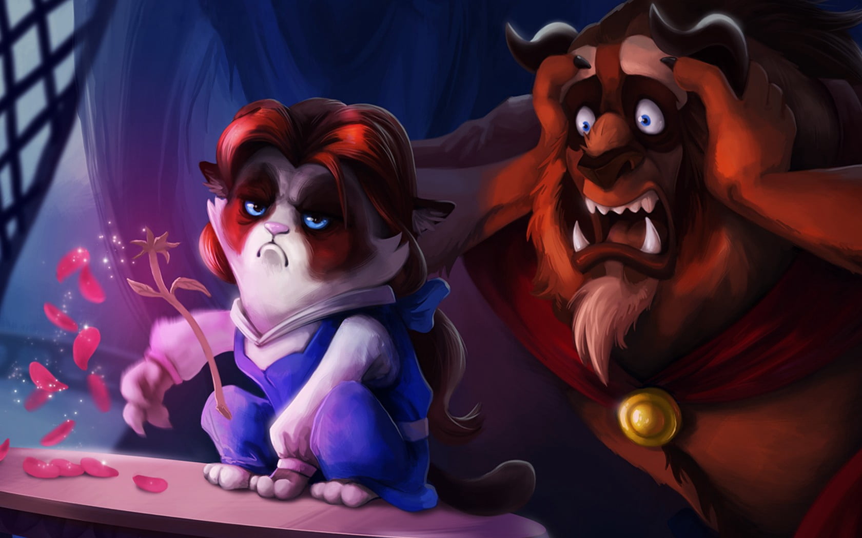 domestic, grumpy cat, animal, red, close-up, horror, beast, art and craft, male likeness, monster - Fictional Character, domestic animals, illustration, HD Wallpaper