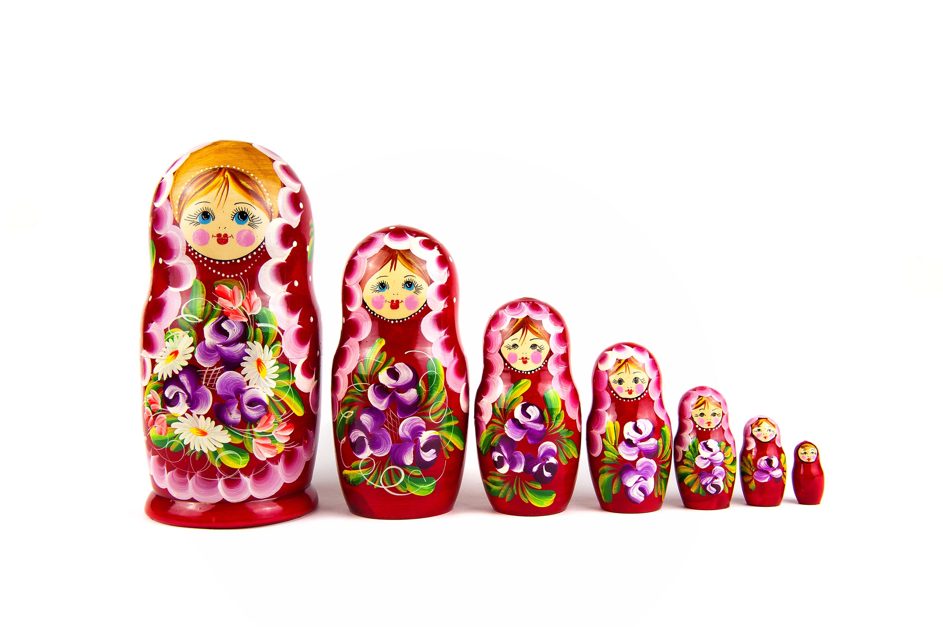 russian Nesting Doll, in a row, set, baby doll, souvenir, wood, baby, doll, slave, culture, within, typical, babushka, red, art and craft, arts culture and entertainment, HD Wallpaper