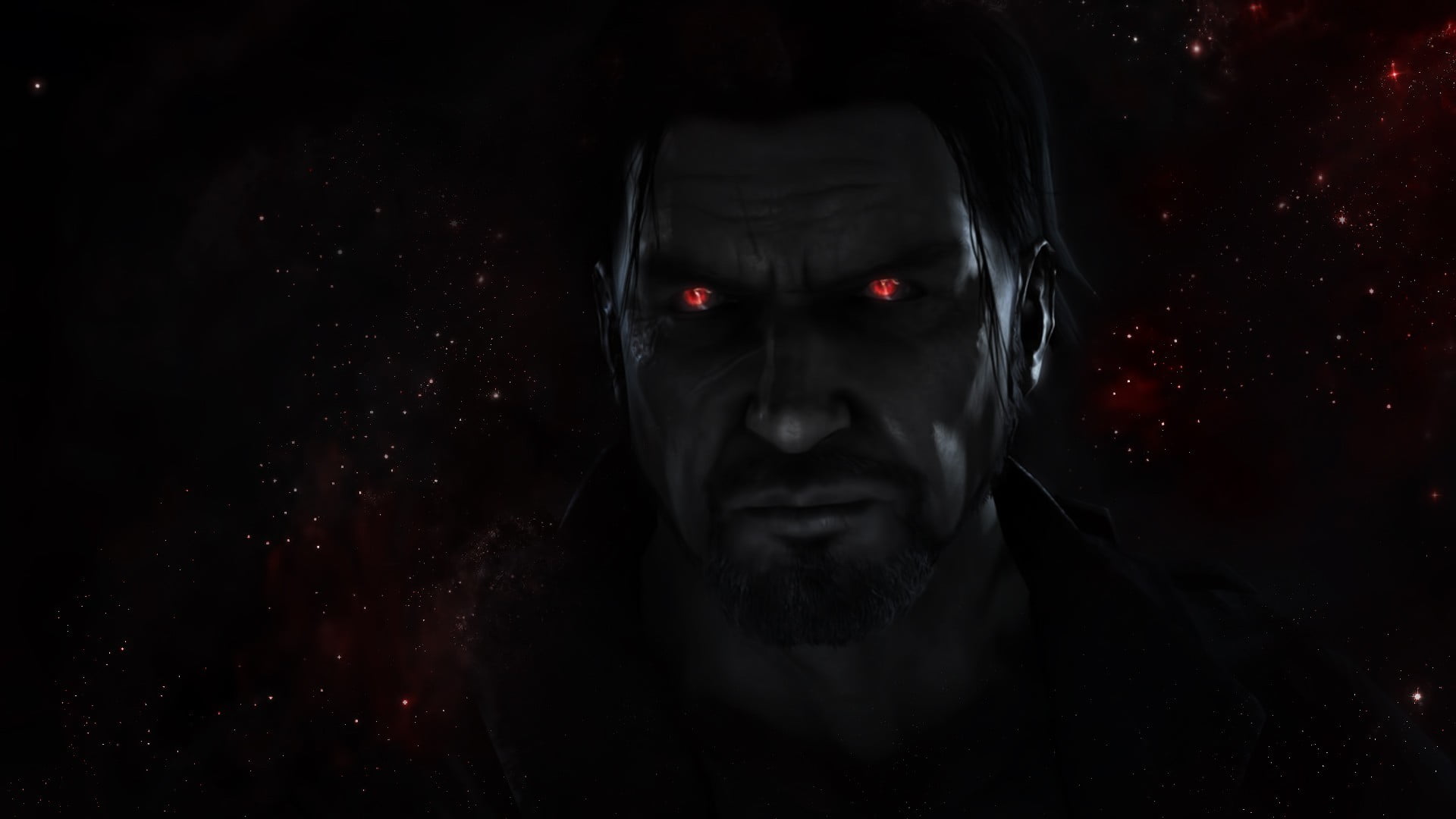 night, focus on shadow, video games, mystery, red, spooky, human face, Starcraft II, gothic style, eyed, aggression, James Raynor, vampire, portrait, horror, HD Wallpaper