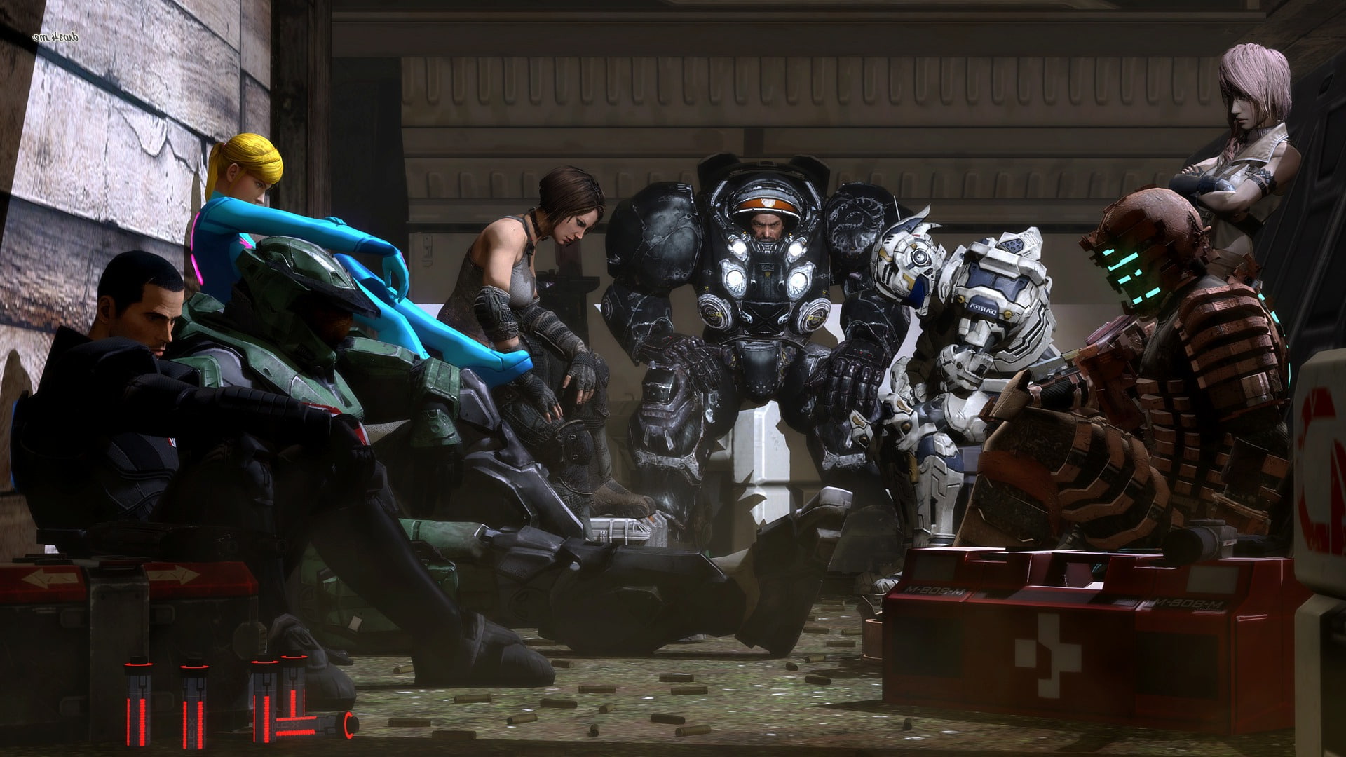 group of people, Samus Aran, arts culture and entertainment, built structure, Dead Space, men, government, art and craft, Halo, real people, statue, starcraft, HD Wallpaper