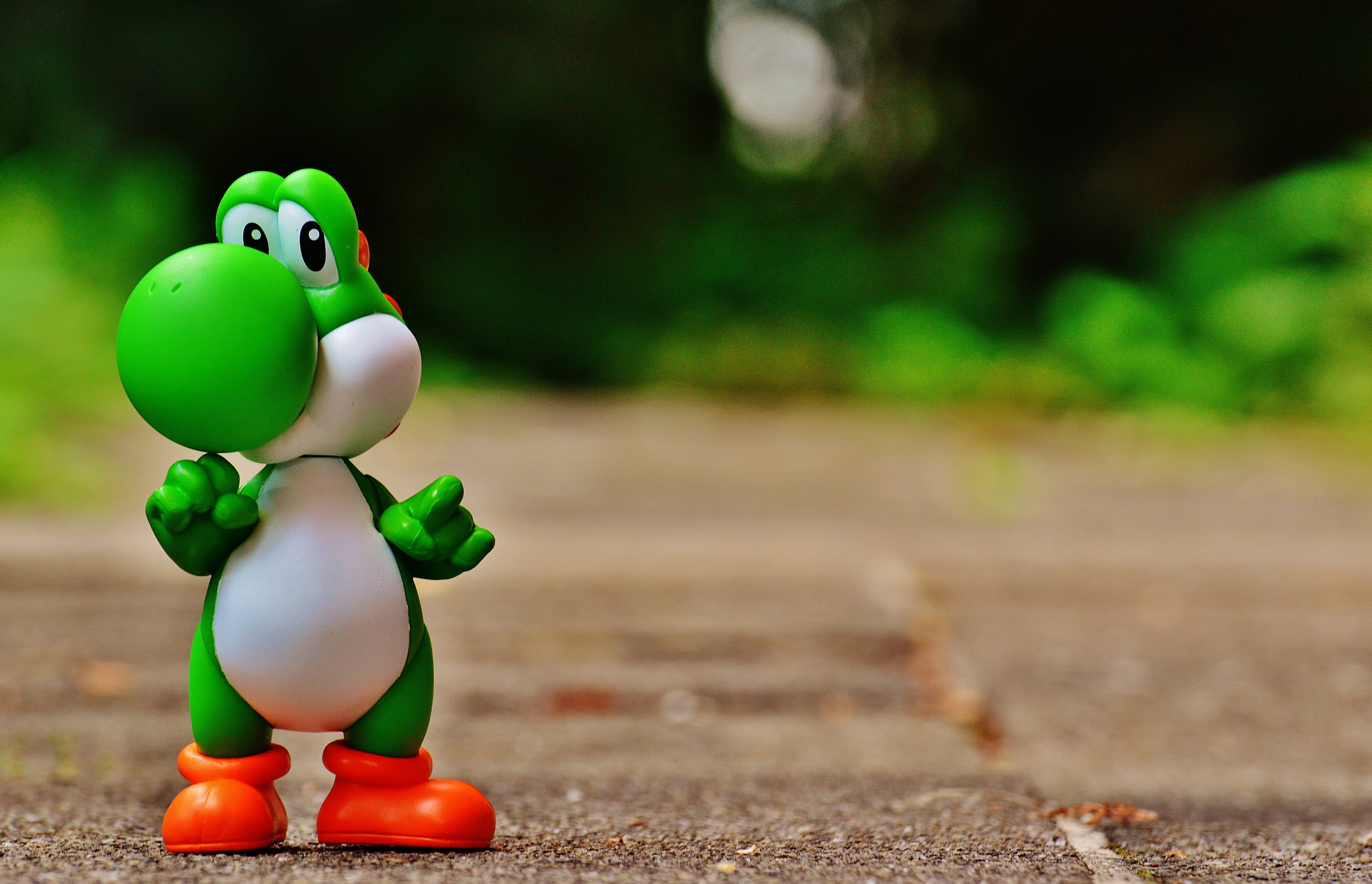 child, representation, day, cute, road, small, creativity, close-up, green Color, figure, toy, yoshi, super mario world, focus on foreground, mario, super, HD Wallpaper