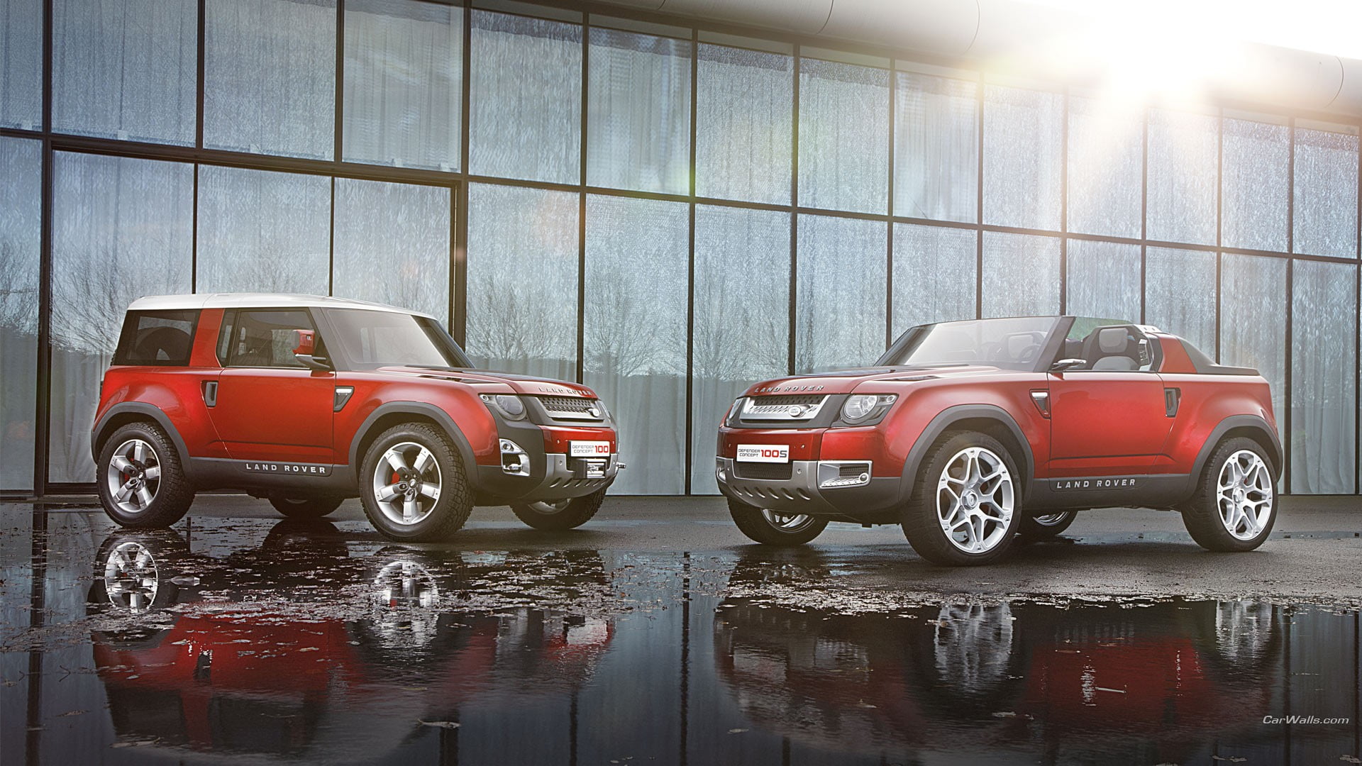 motor vehicle, luxury, transportation, street, land vehicle, mode of transportation, black, architecture, city, red, built structure, rain, wet, Land Rover DC100, HD Wallpaper