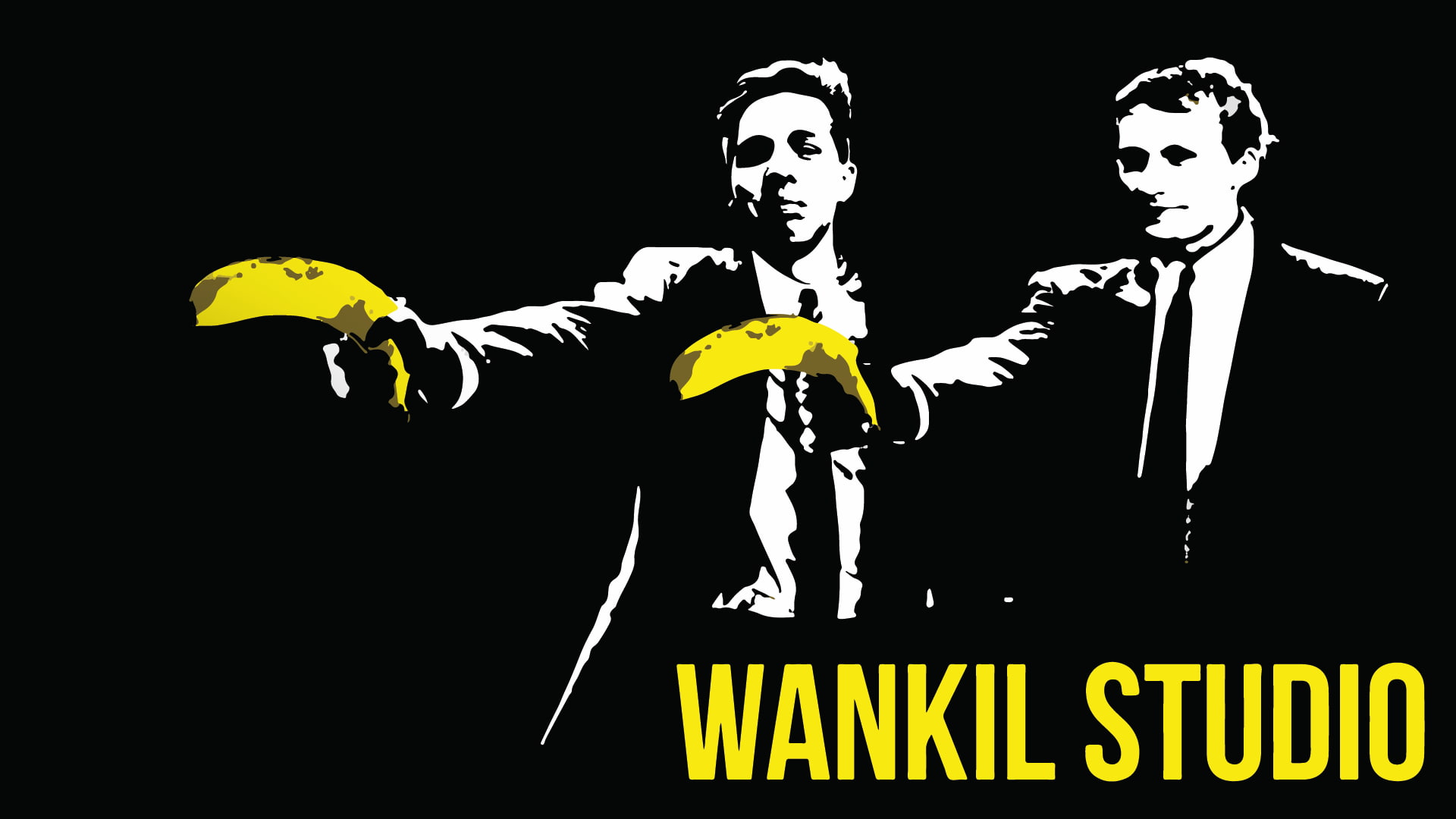 men, horror, communication, holding, males, text, representation, two people, fear, 1080P, sign, studio shot, yellow, adult, black background, people, HD Wallpaper