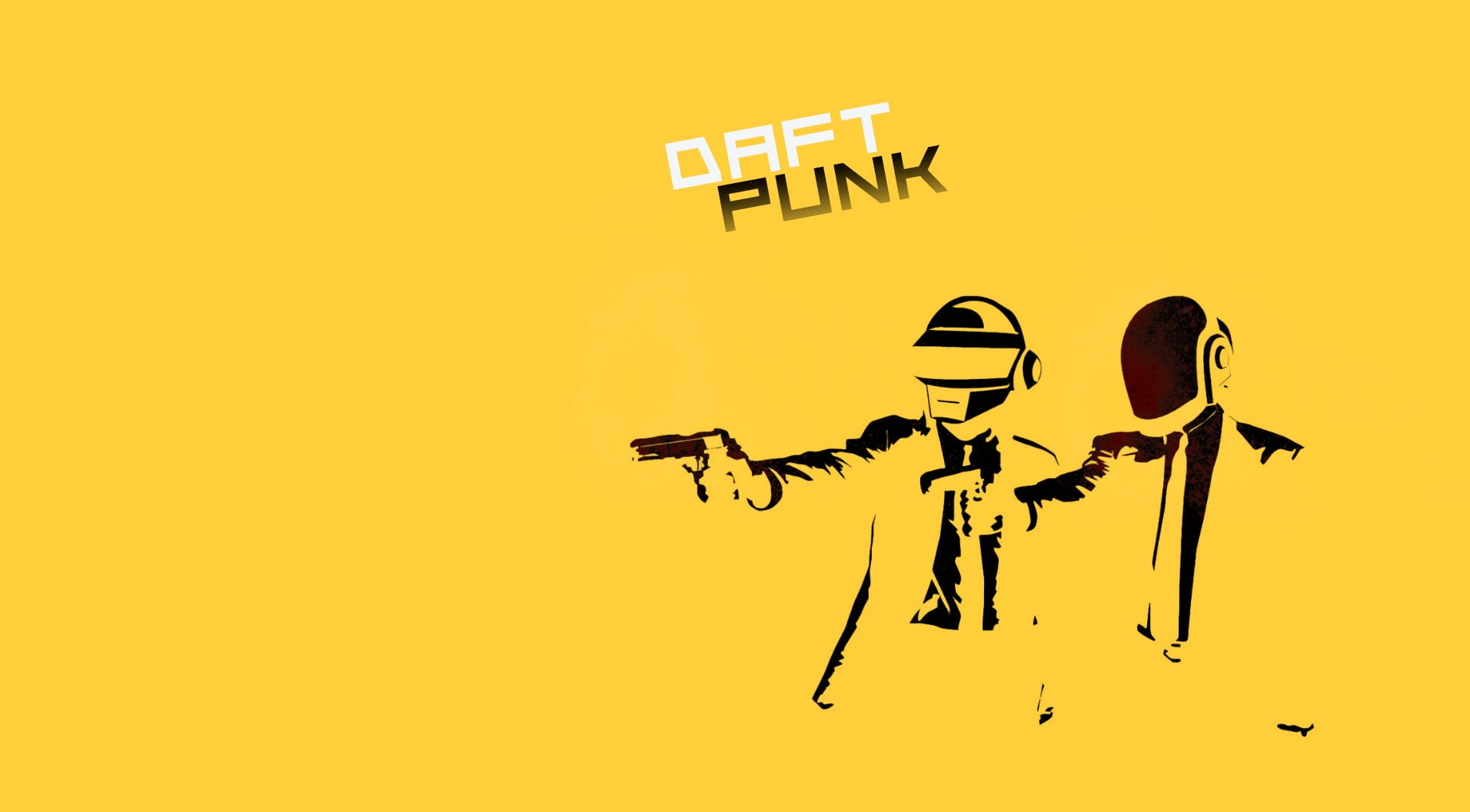blood, music, guns, pulp, punk, yellow, daft, minimalistic, dancing, fiction, parody, 720P, HD Wallpaper