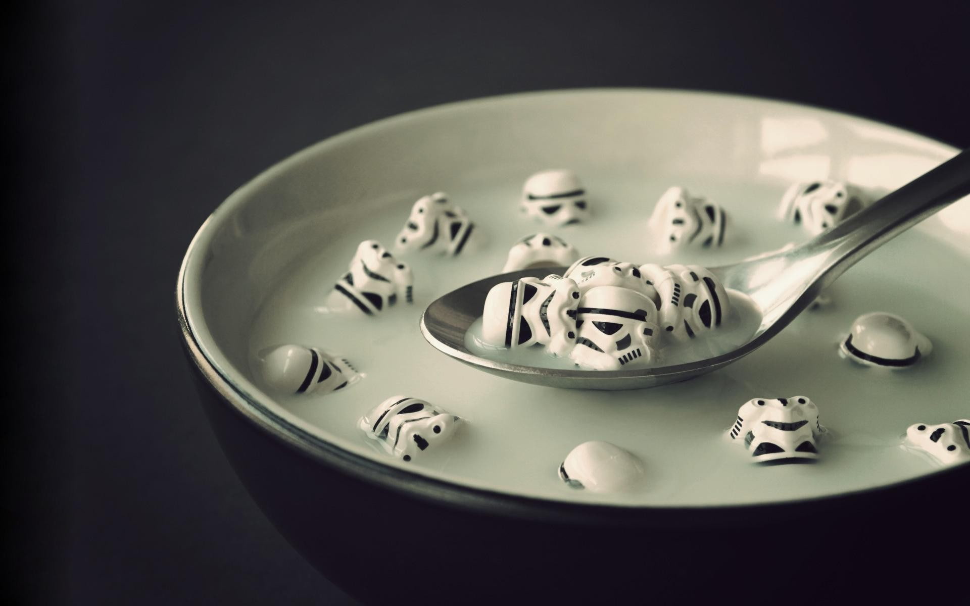 1920x1200 px, Cereal, star, food, luxury, spoon, silver colored, silver - metal, stormtrooper, x, food and drink, gray, black background, bath, 1080P, HD Wallpaper