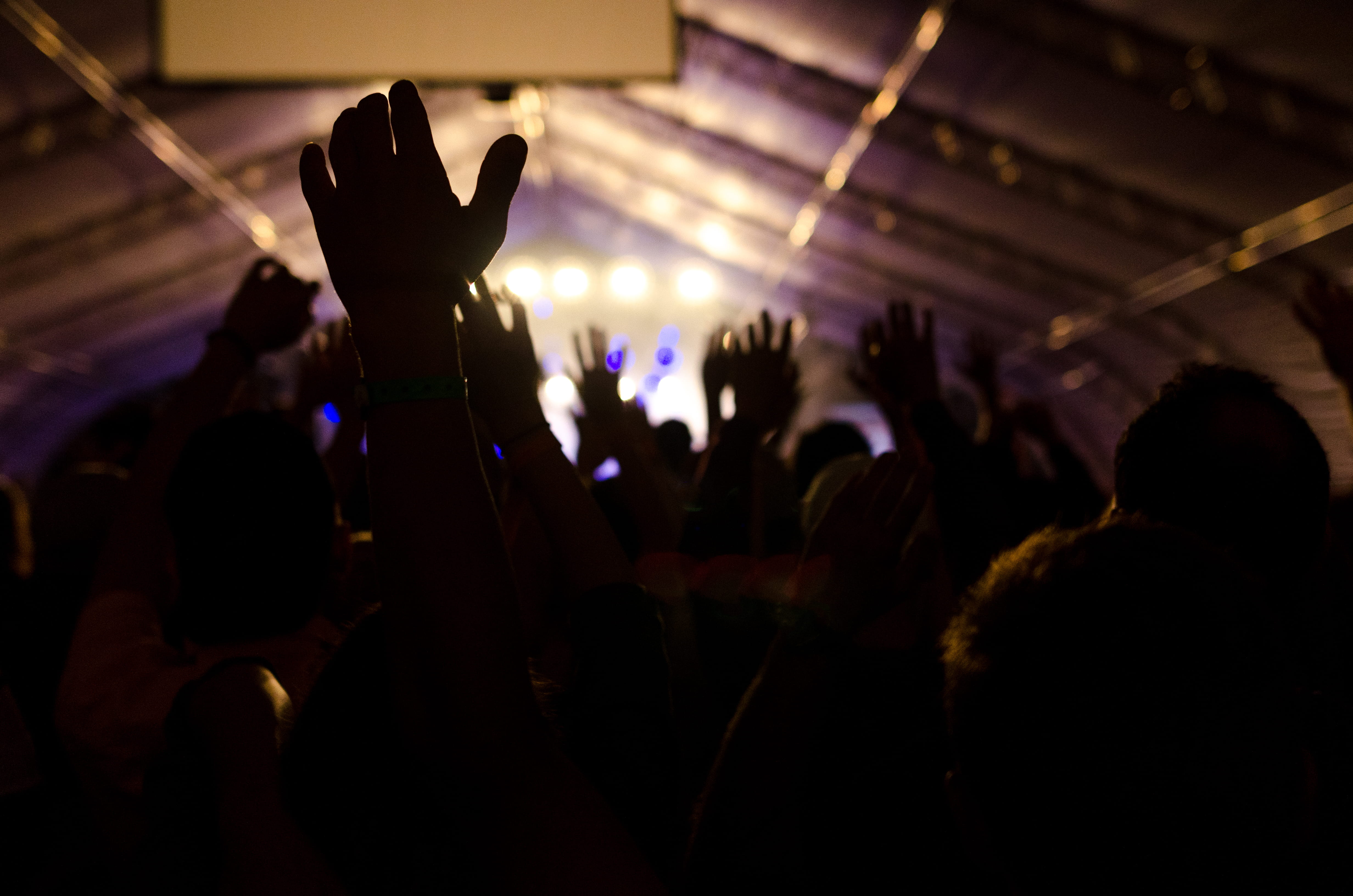 music, body part, hands, arms raised, music festival, positive emotion, stage - performance space, human limb, human arm, large group of people, hand, festival, HD Wallpaper