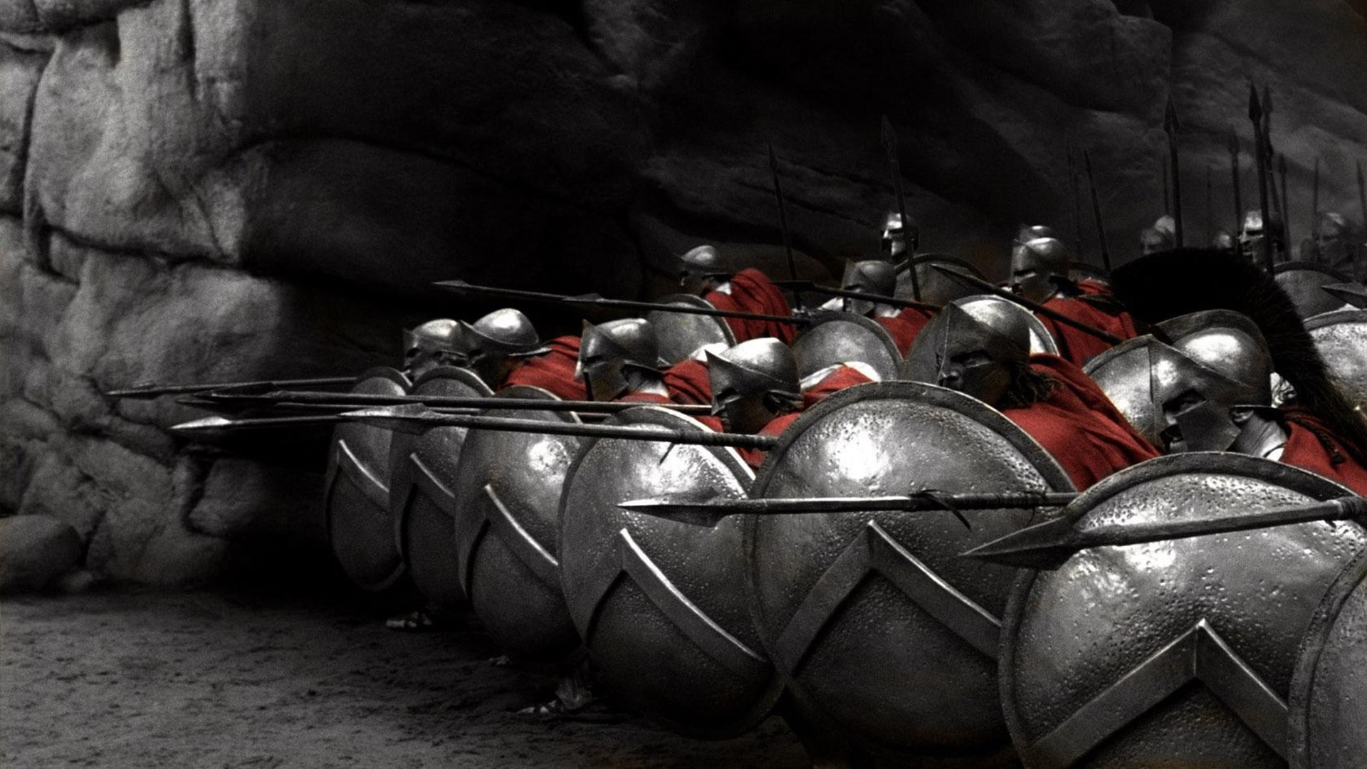 1080P, Sparta, movies, 300, Greek, army, Spartans, shelds, selective coloring, HD Wallpaper
