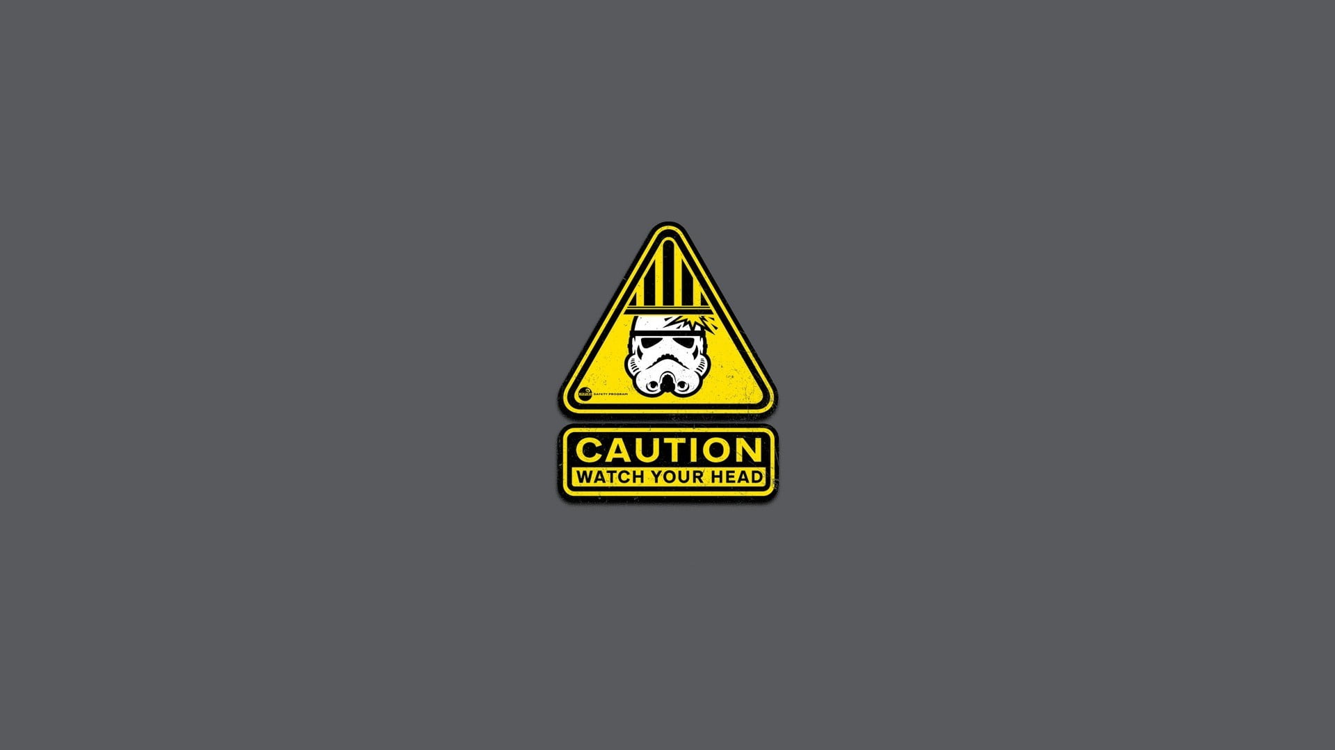 indoors, copy space, shape, Star Wars, western script, representation, yellow, caution, risk, text, warning sign, logo, triangle shape, male likeness, human representation, HD Wallpaper