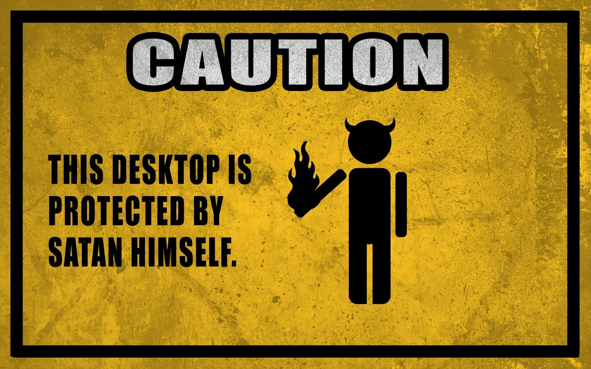caution, 1080P, devils, signs, humor, HD Wallpaper