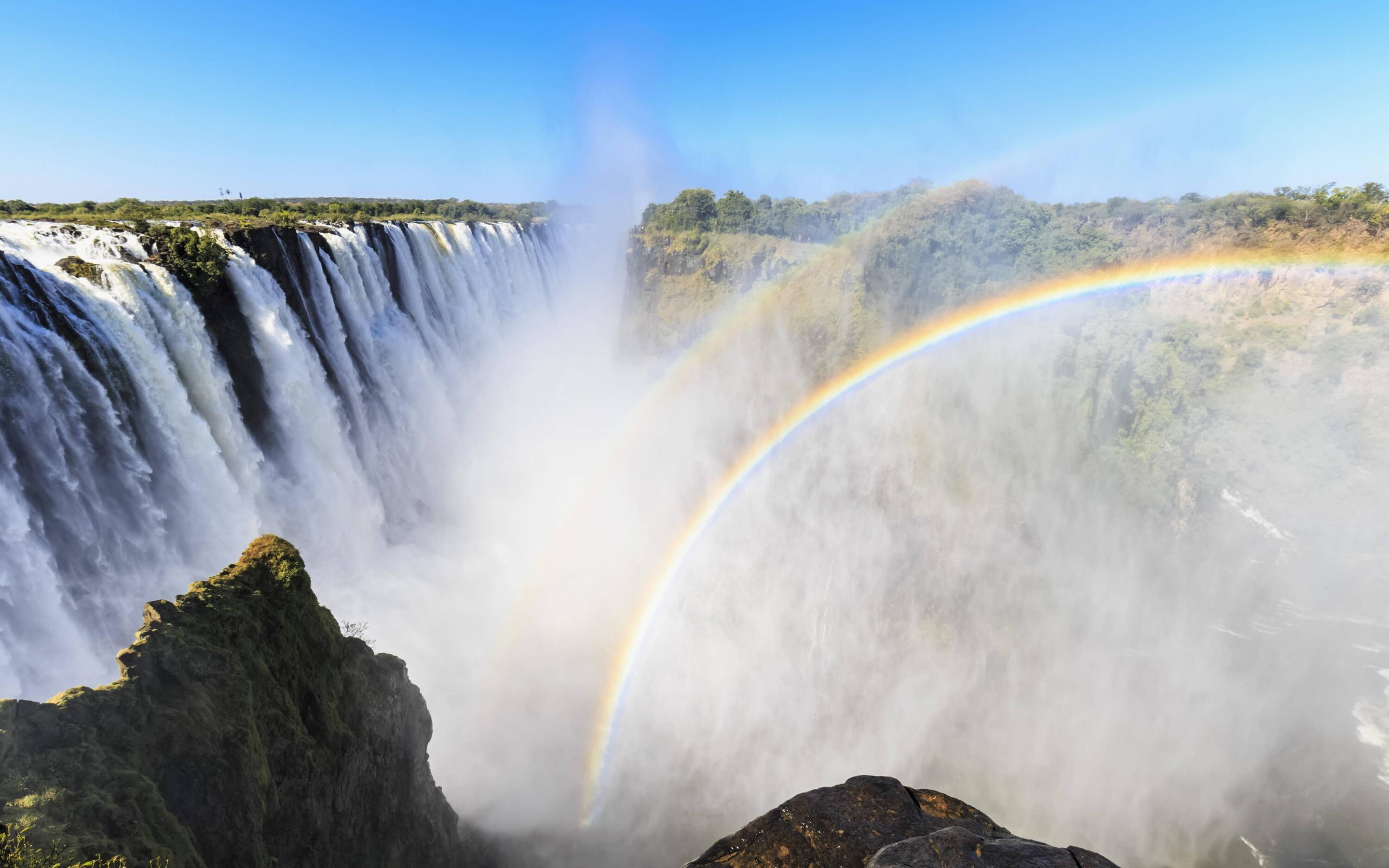 Waterfalls, Africa, Mist, Victoria, 2K, Rainbow, HD Wallpaper