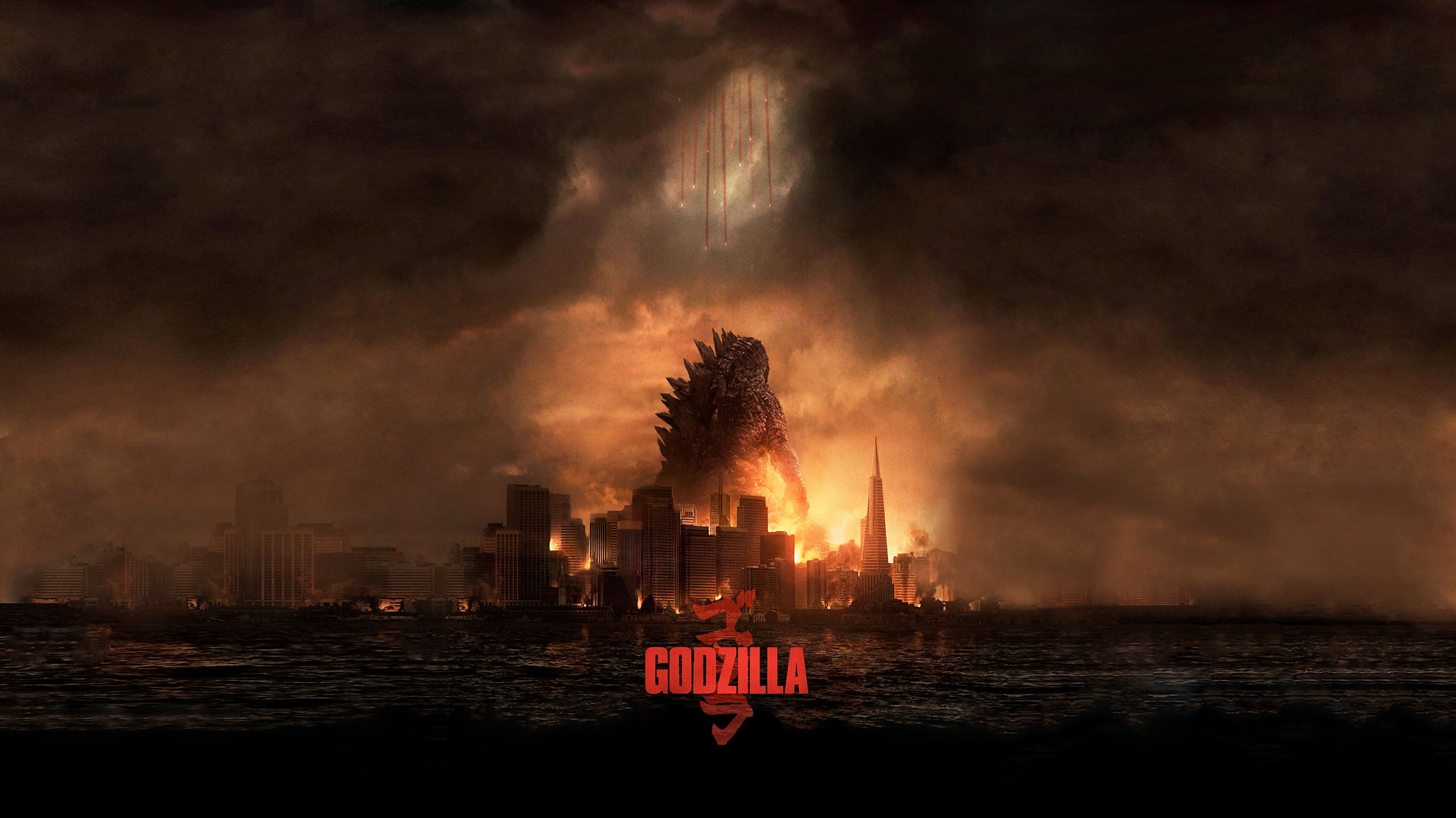 hd, monster, giant, 2K, movies, fire, godzilla, skyscrapers, buildings, HD Wallpaper
