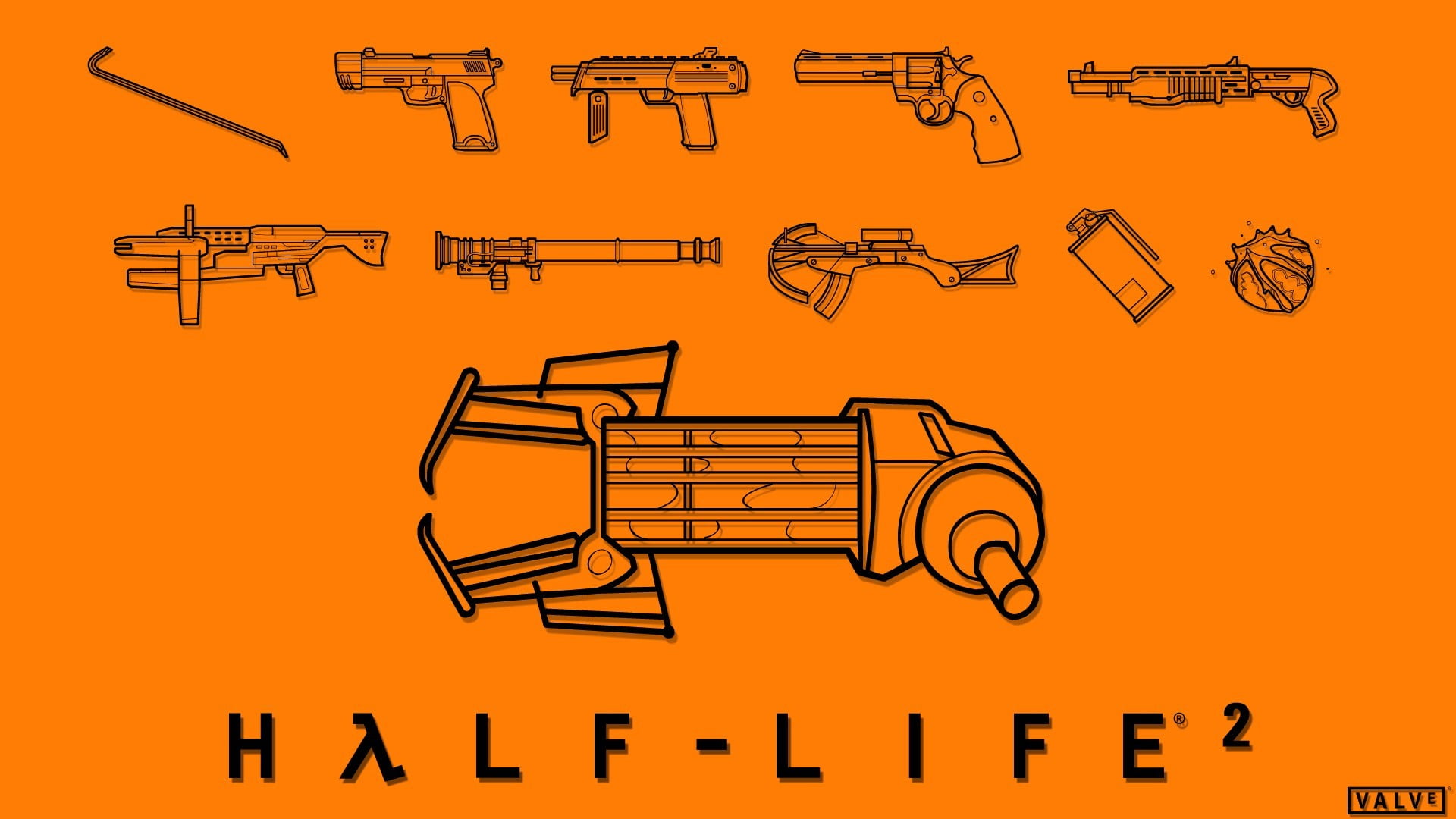 illustration, office, 1080P, half, yellow, wall - building feature, silhouette, construction industry, video games, communication, orange color, sign, HD Wallpaper
