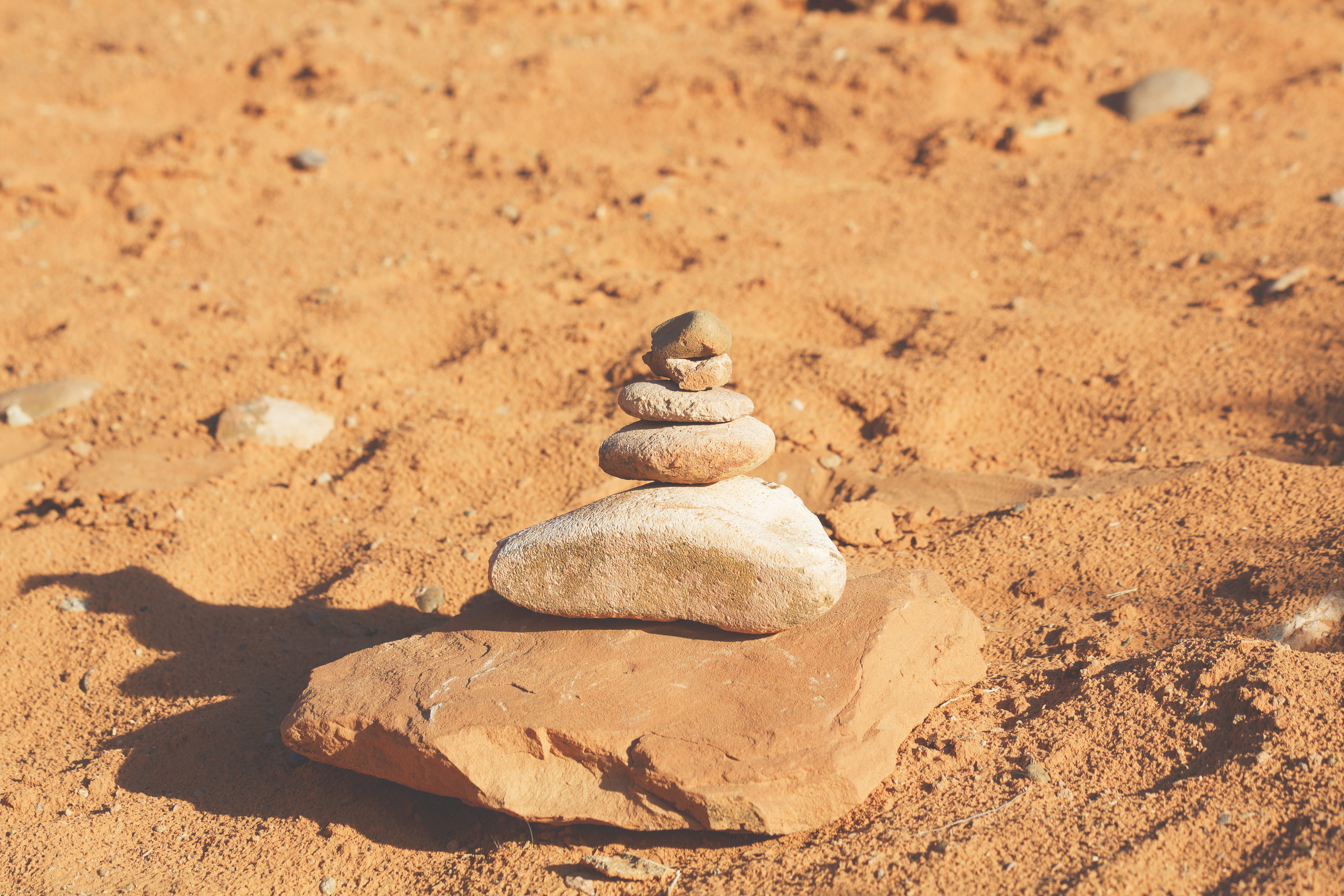 solid, high angle view, desert, land, sunlight, photography, harmony, nature, gray, pebble, tranquil Scene, dirt, beach, balance, rock - Object, stone, HD Wallpaper