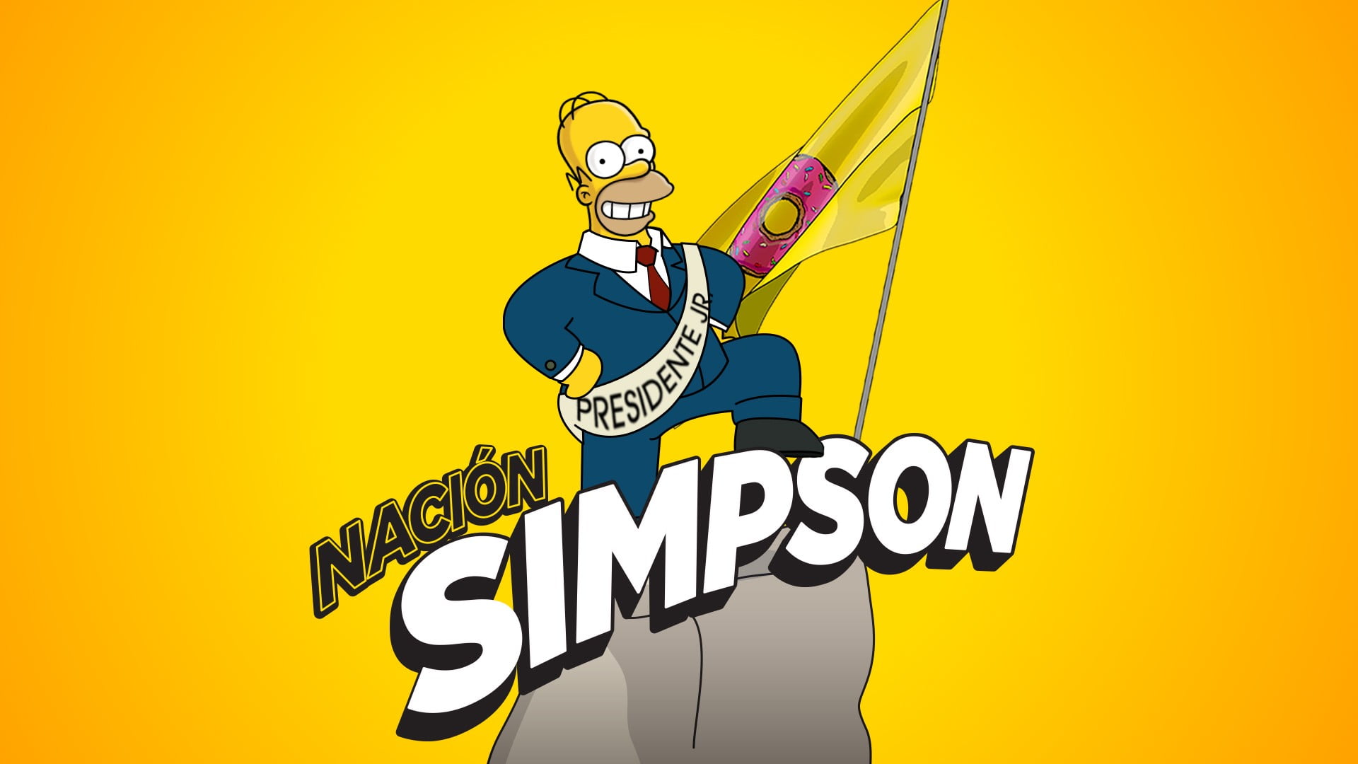 Homer Simpson, smiling, 1080P, The Simpsons, yellow, communication, clothing, music, studio shot, simple background, arts culture and entertainment, colored background, HD Wallpaper