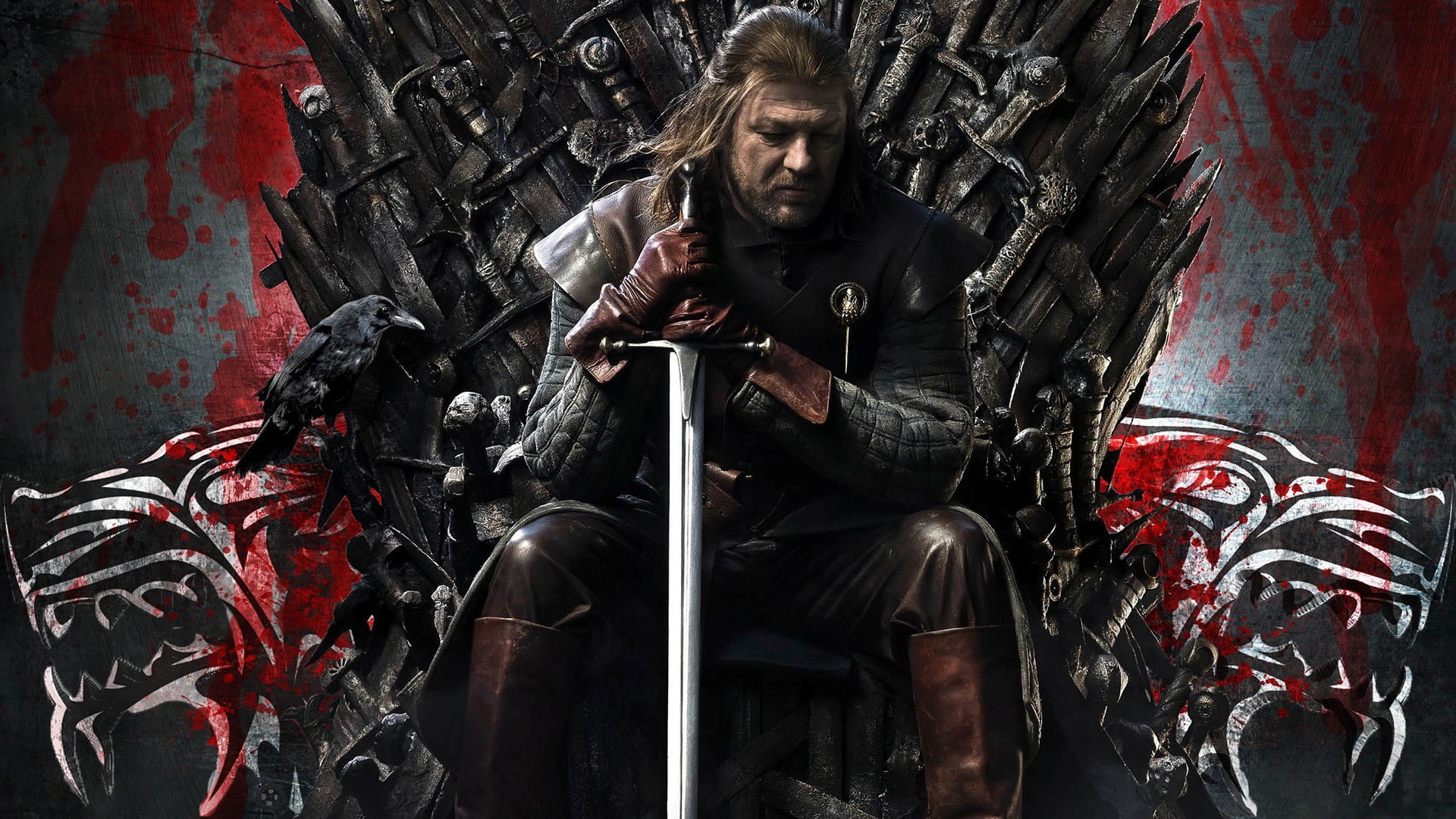 young adult, hair, women, weapon, three quarter length, men, Ned Stark, looking at camera, one person, Game of Thrones, sitting, 1080P, young women, holding, HD Wallpaper