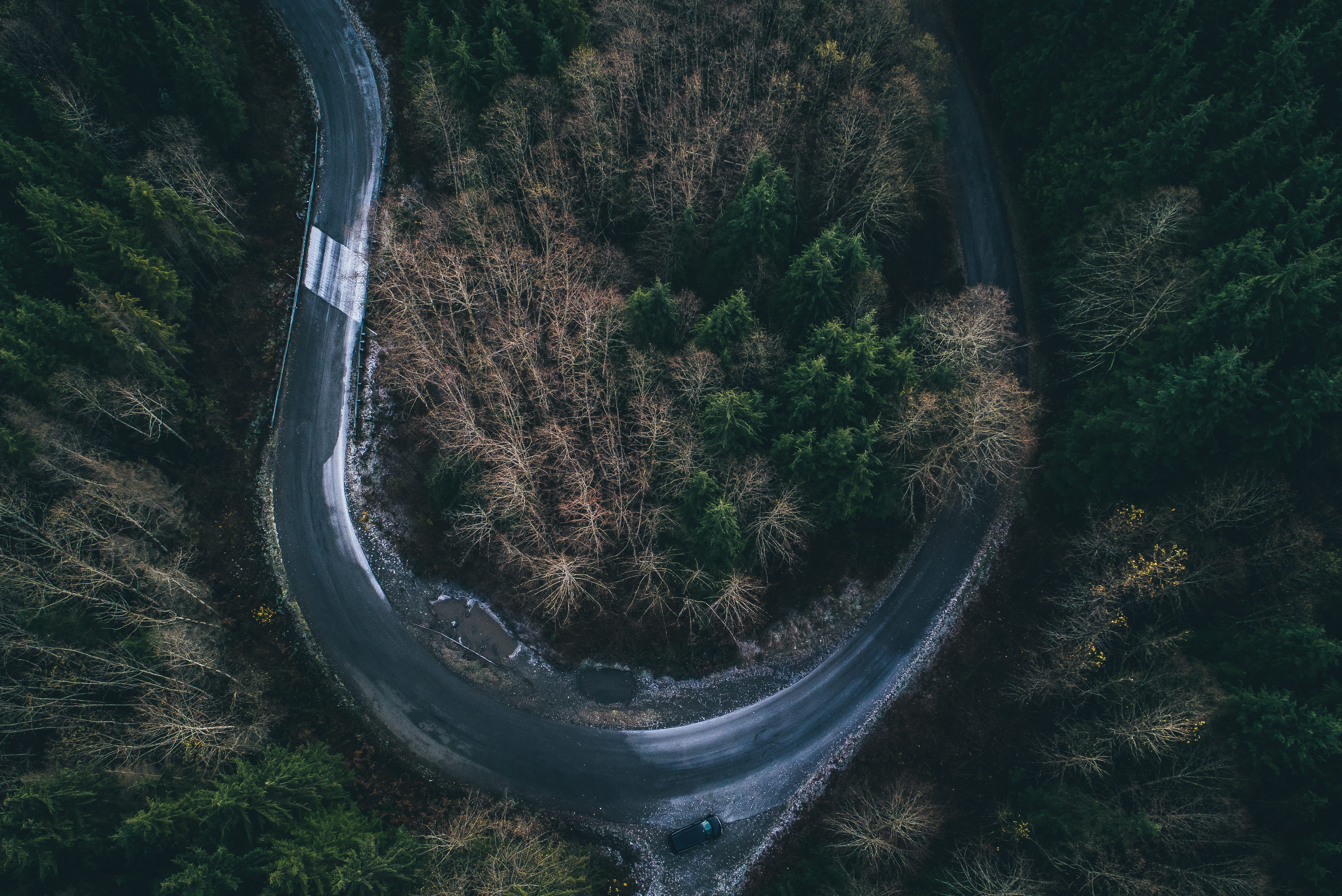 high angle view, 4K, transportation, treetop, aerial, tranquil scene, aerial view, plant, scenery, hd, non-urban scene, direction, flowing water, HD Wallpaper