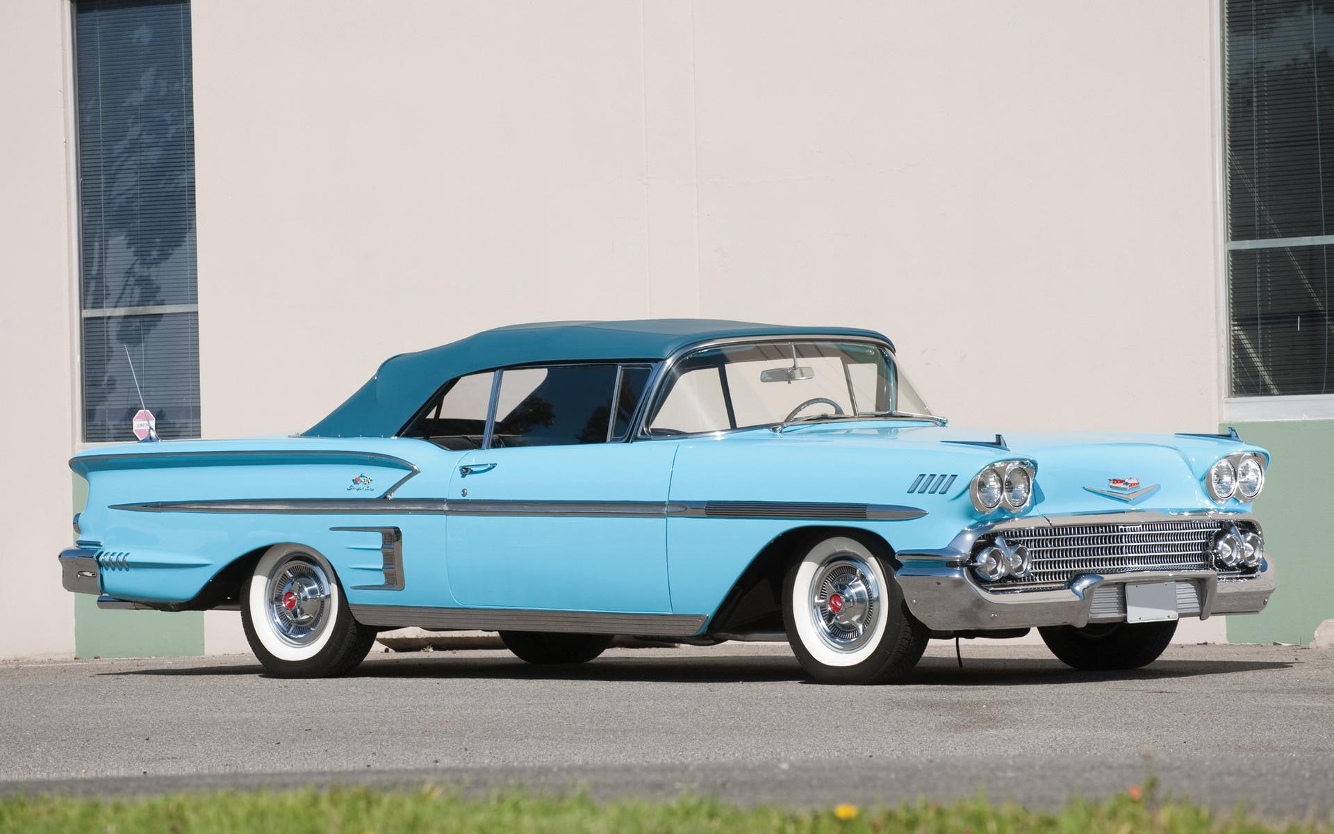 chevrolet impala, classical, blue, car, cars, impala, 1080P, 1920x1200, chevrolet, HD Wallpaper