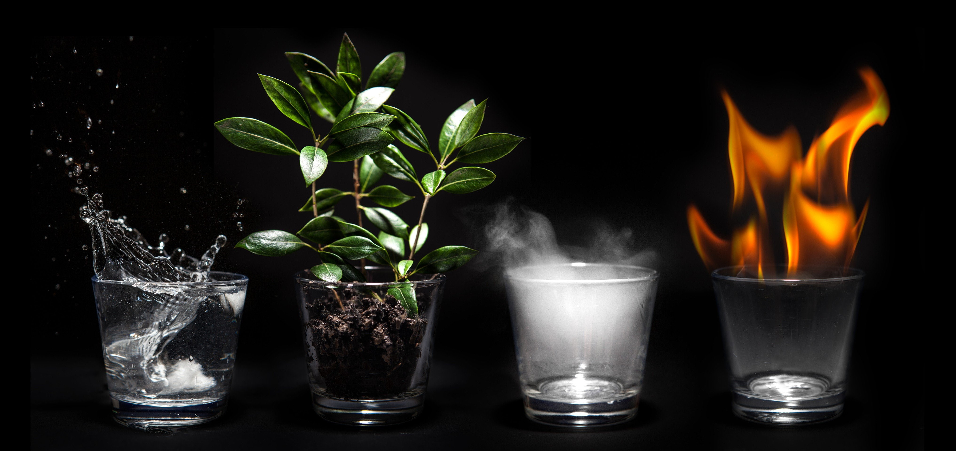 water, Earth, Air, four Elements, fire, 4K, HD Wallpaper