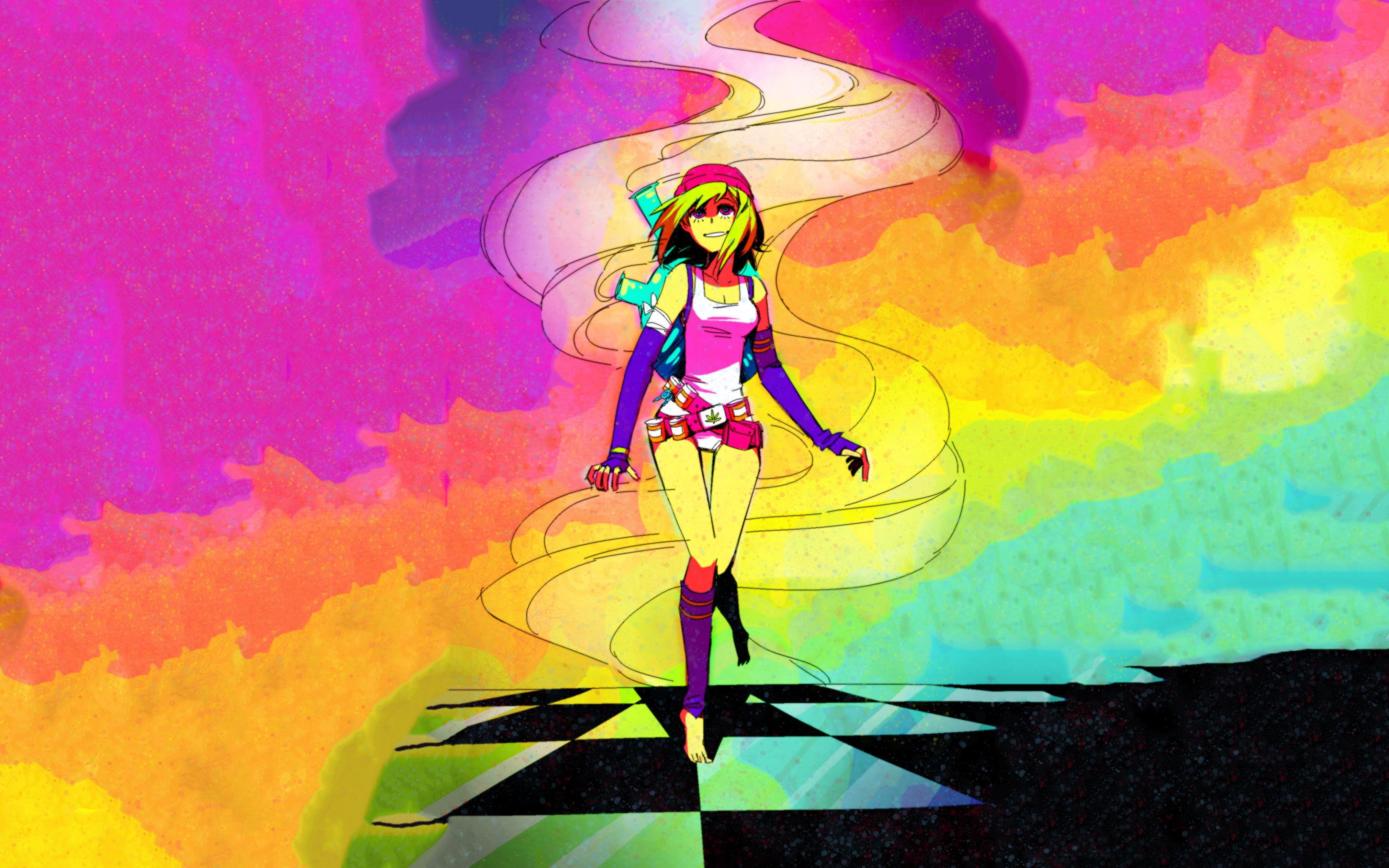 psychedelic, women, cannabis, colorful, abstract, bong, 2K, HD Wallpaper