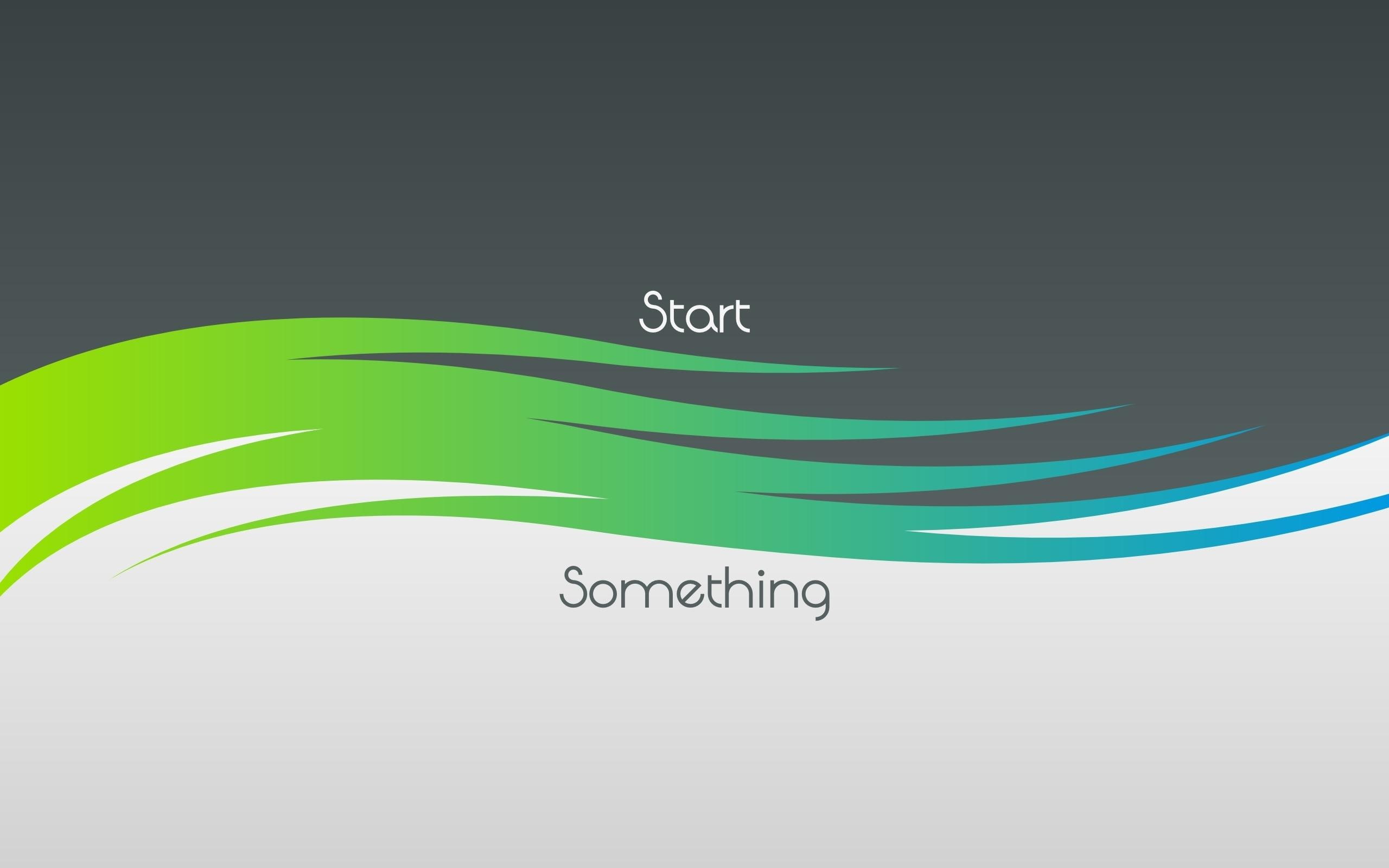 minimalism, white, green, 3d and abstract, grey, text, 2K, something, start, HD Wallpaper
