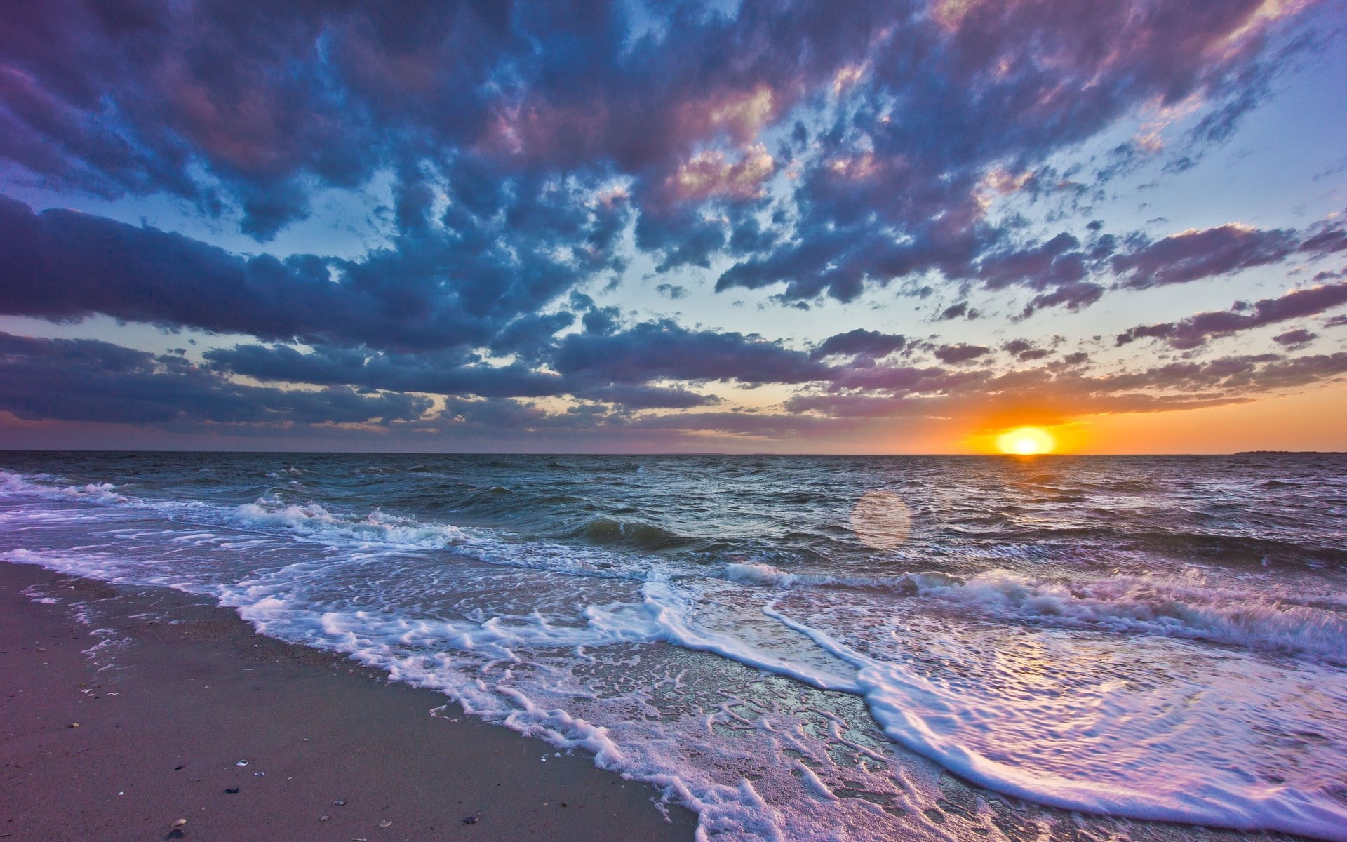 tranquil scene, beach, cloud - sky, horizon, land, sunset, wave, water, scenics - nature, aquatic sport, something beautiful nature  1920x1200, sky, tranquility, HD Wallpaper