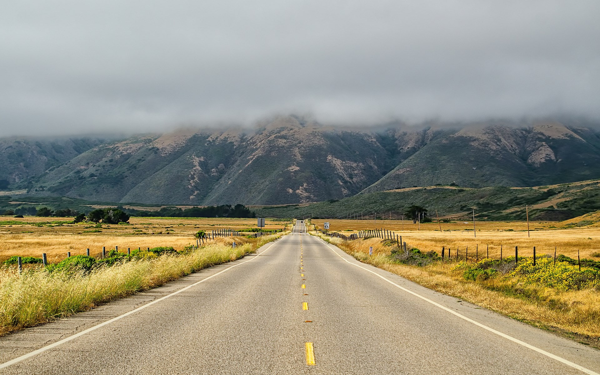 nature, transportation, sign, symbol, sky, mountain range, outdoors, land, vanishing point, dividing line, the way forward, straight, environment, cloud - sky, HD Wallpaper