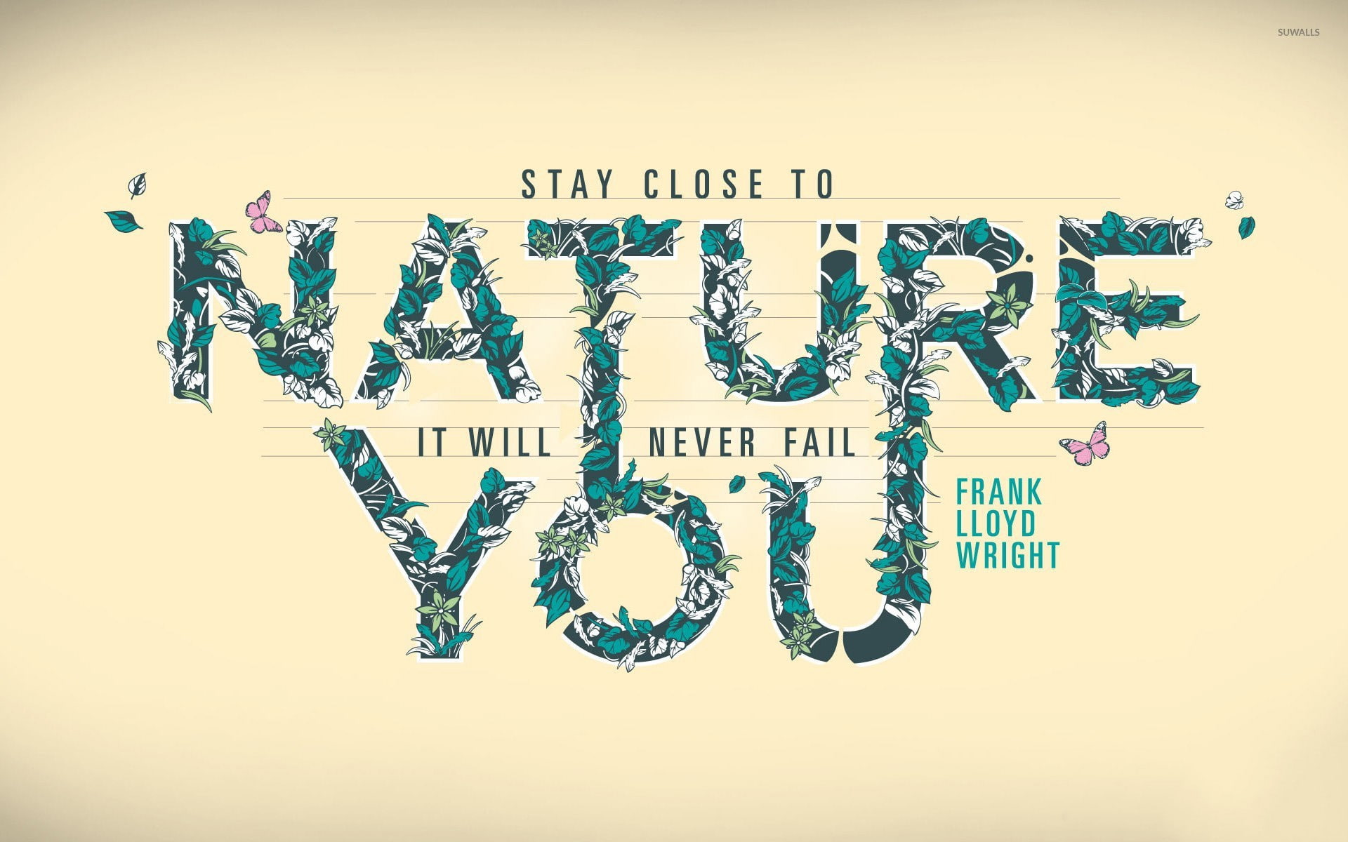 representation, wealth, art and craft, western script, education, digital art text letter simple background minimalism nature frank lloyd wright quote butterfly flowers leaves plants motivational positive, HD Wallpaper