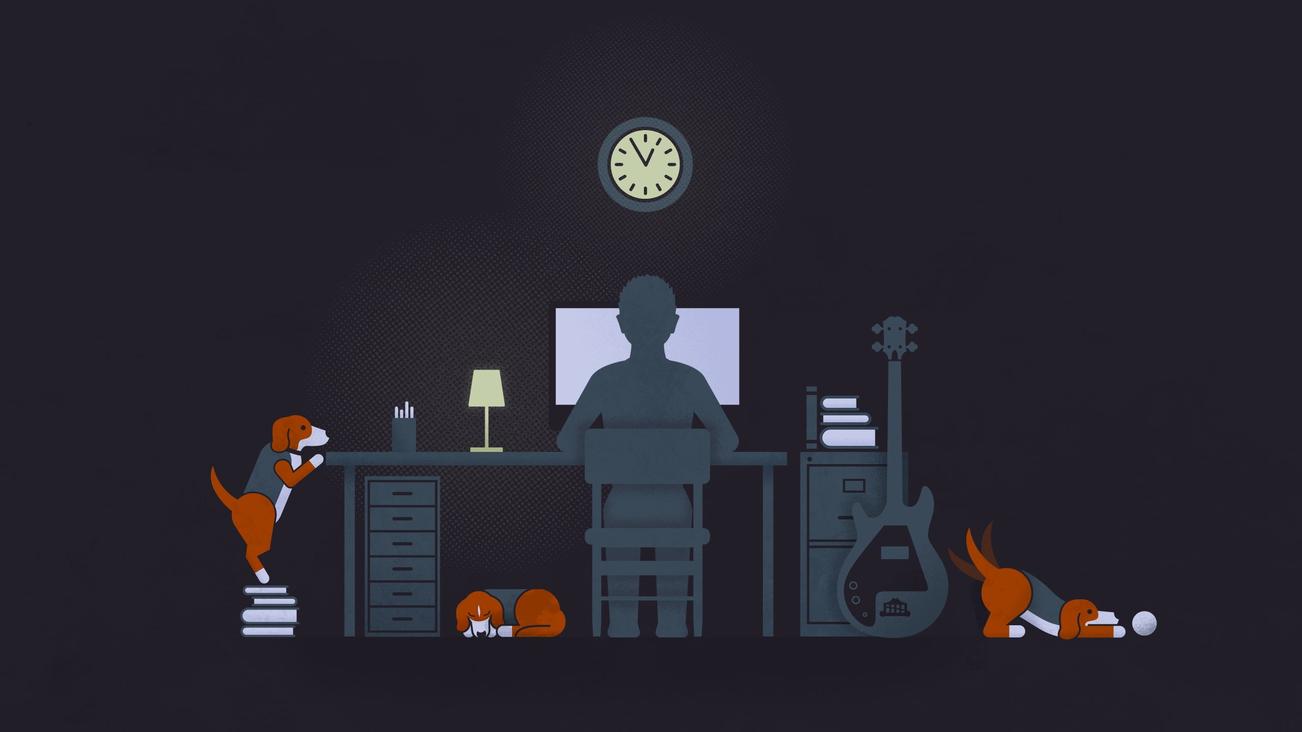 creativity, built structure, dark, adult, architecture, men, business, 2K, studio shot, funny, home, residential district, time, computer, clock, humor, HD Wallpaper