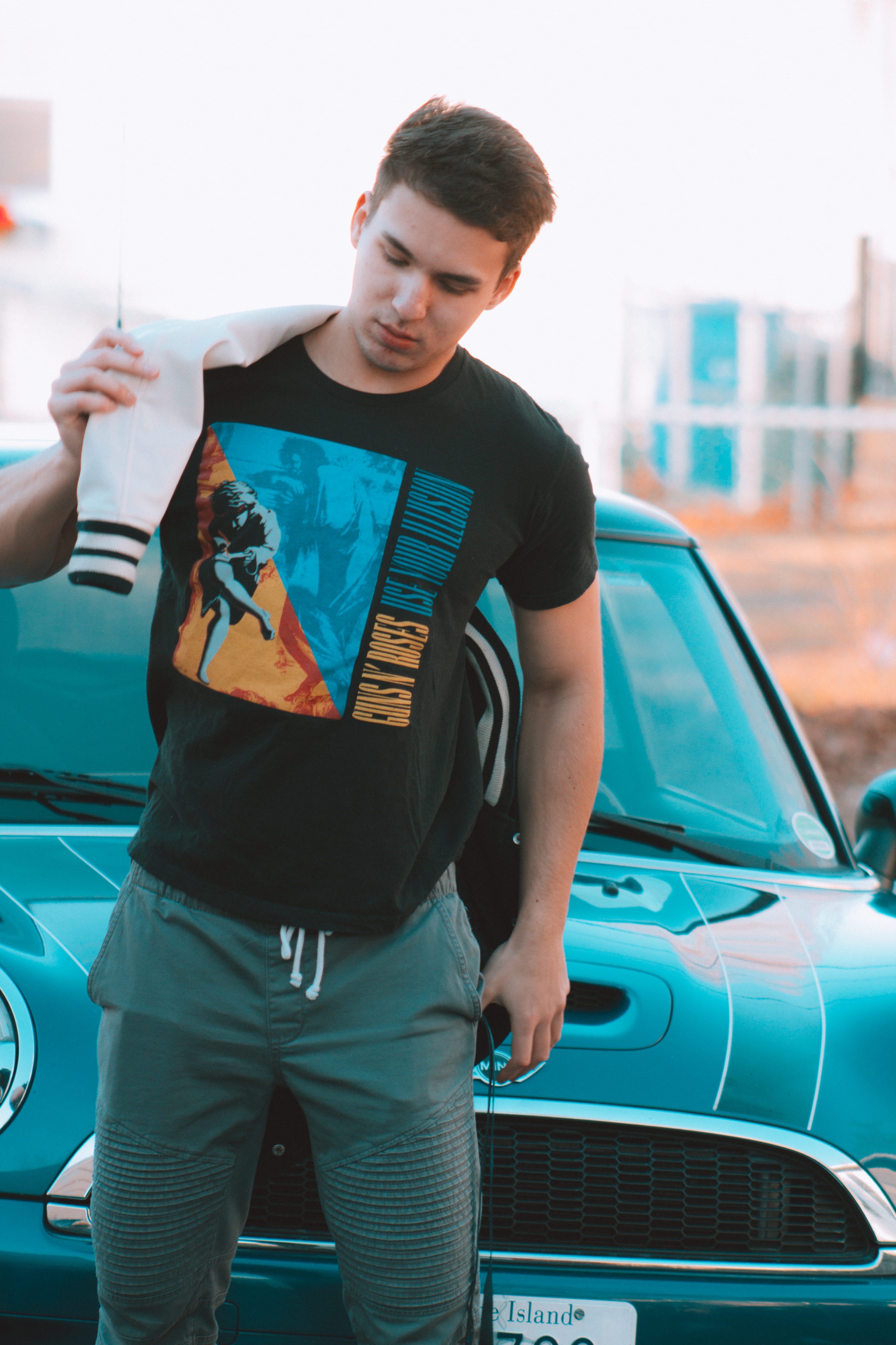 land vehicle, man, teenager, one person, young adult, male, mode of transportation, mini, white, 5K, motor vehicle, cooper, three quarter length, front view, Phone HD Wallpaper