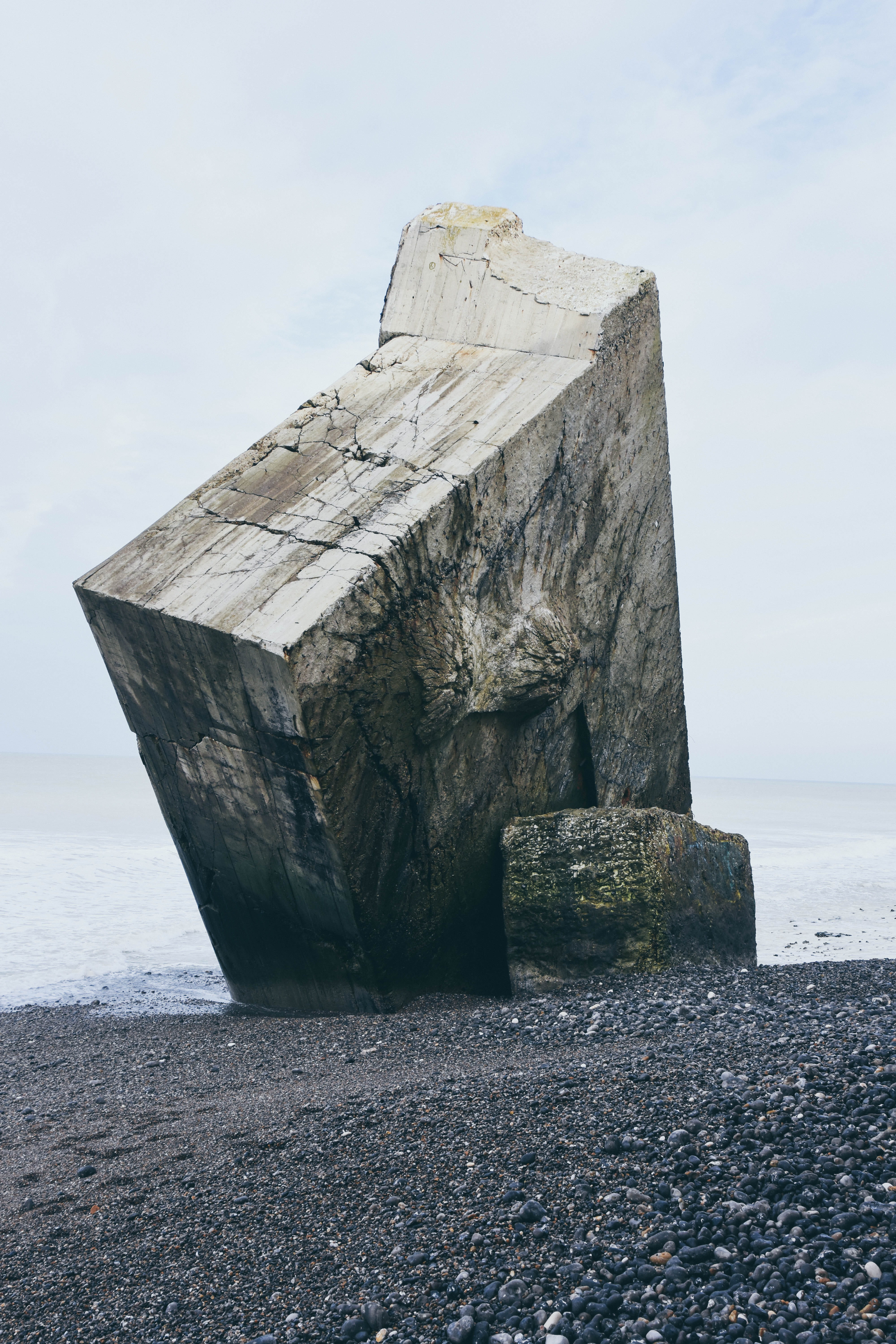 sky, square, solid, promontory, rock, built structure, nature, tranquility, gray, water, scenics - nature, concrete, architecture, monument, dirt road, Phone HD Wallpaper