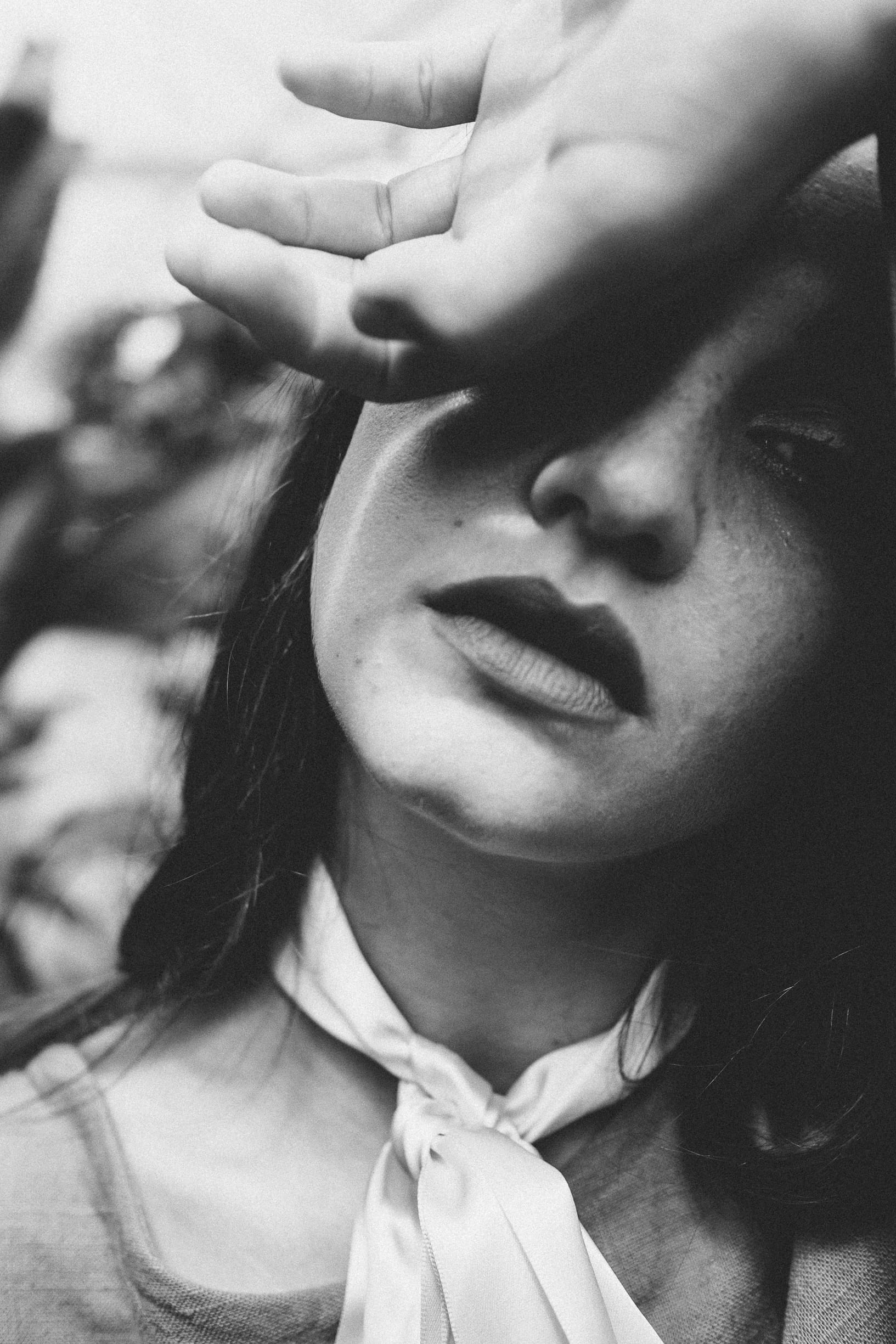 indoors, beauty, eye, right, left, caucasian Ethnicity, human body part, black And White, photo, human Face, hairstyle, wearing, outdoors, front view, people, Phone HD Wallpaper
