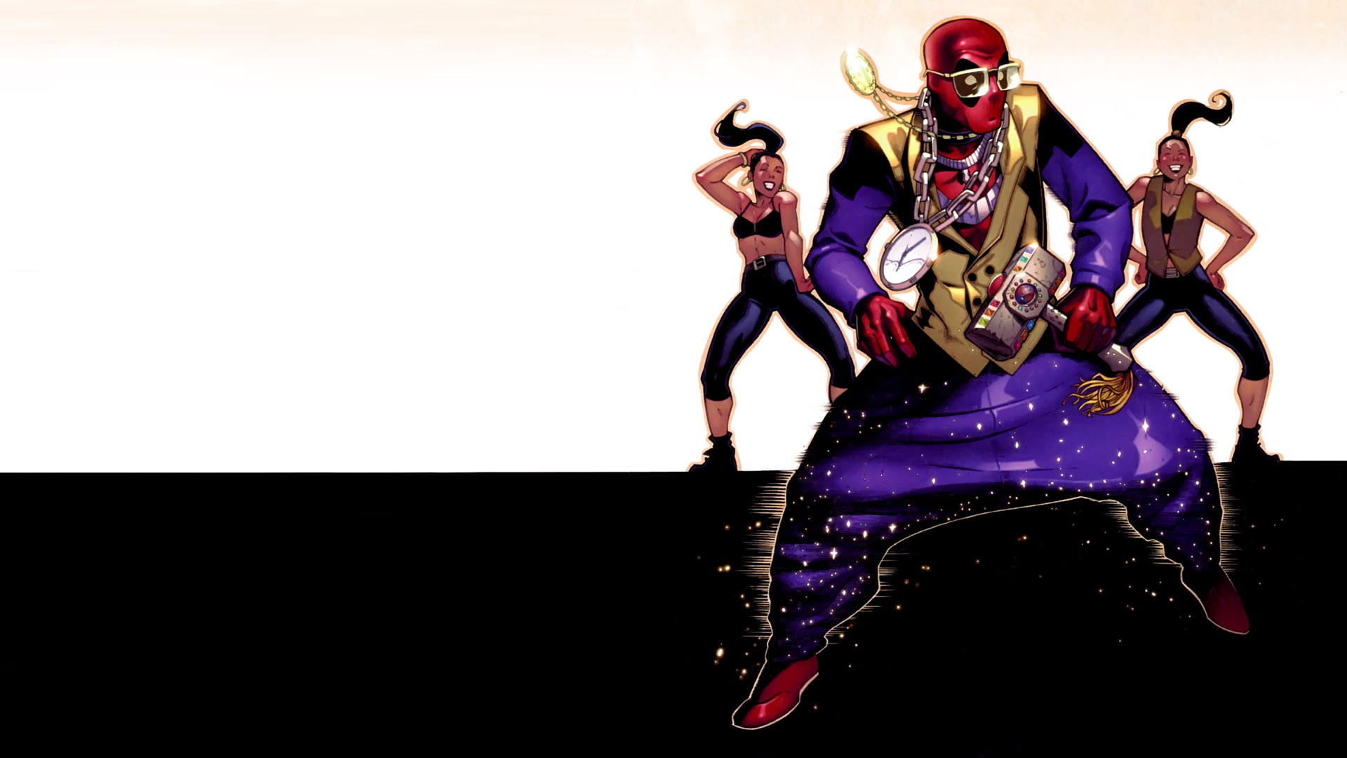 deadpool, cartoon/comic, hammer, mc, hd, 1080P, brown, hammertime, dancer, purple, HD Wallpaper