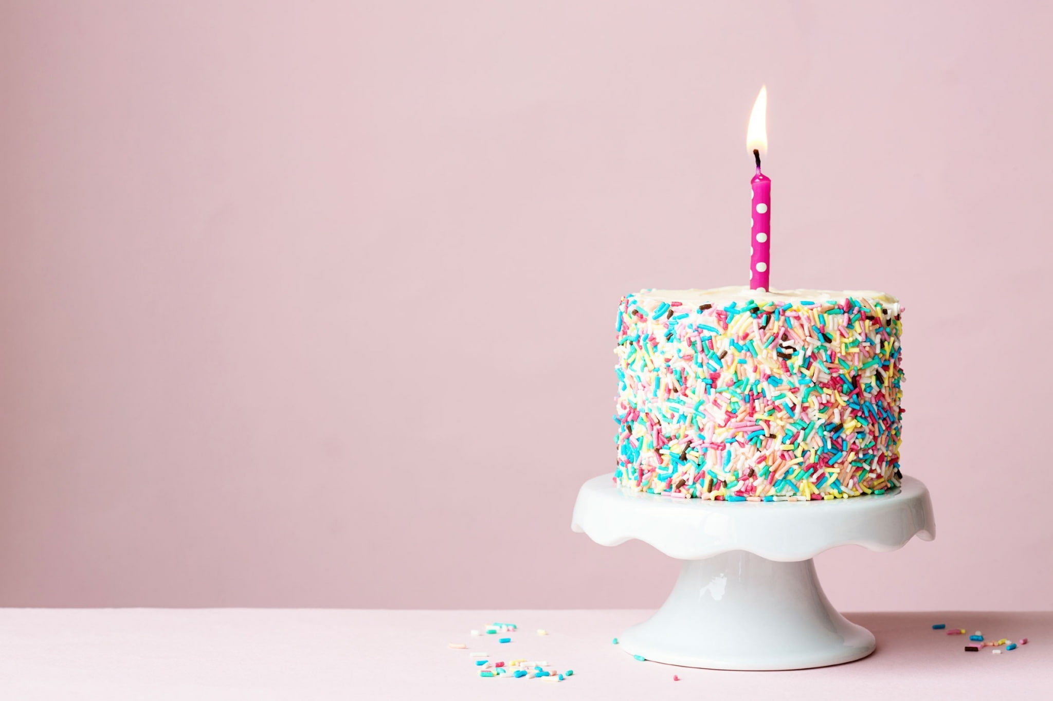 close-up, food, birthday candles, no people, cake, birthday, temptation, baked, pink color, multi colored, 1080P, anniversary, sweet food, flame, sweet, HD Wallpaper