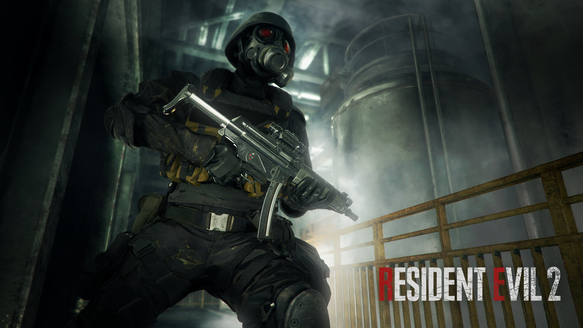 gas masks, games art, soldier, video games, 1080P, Resident Evil 2, Umbrella Corporation, HD Wallpaper