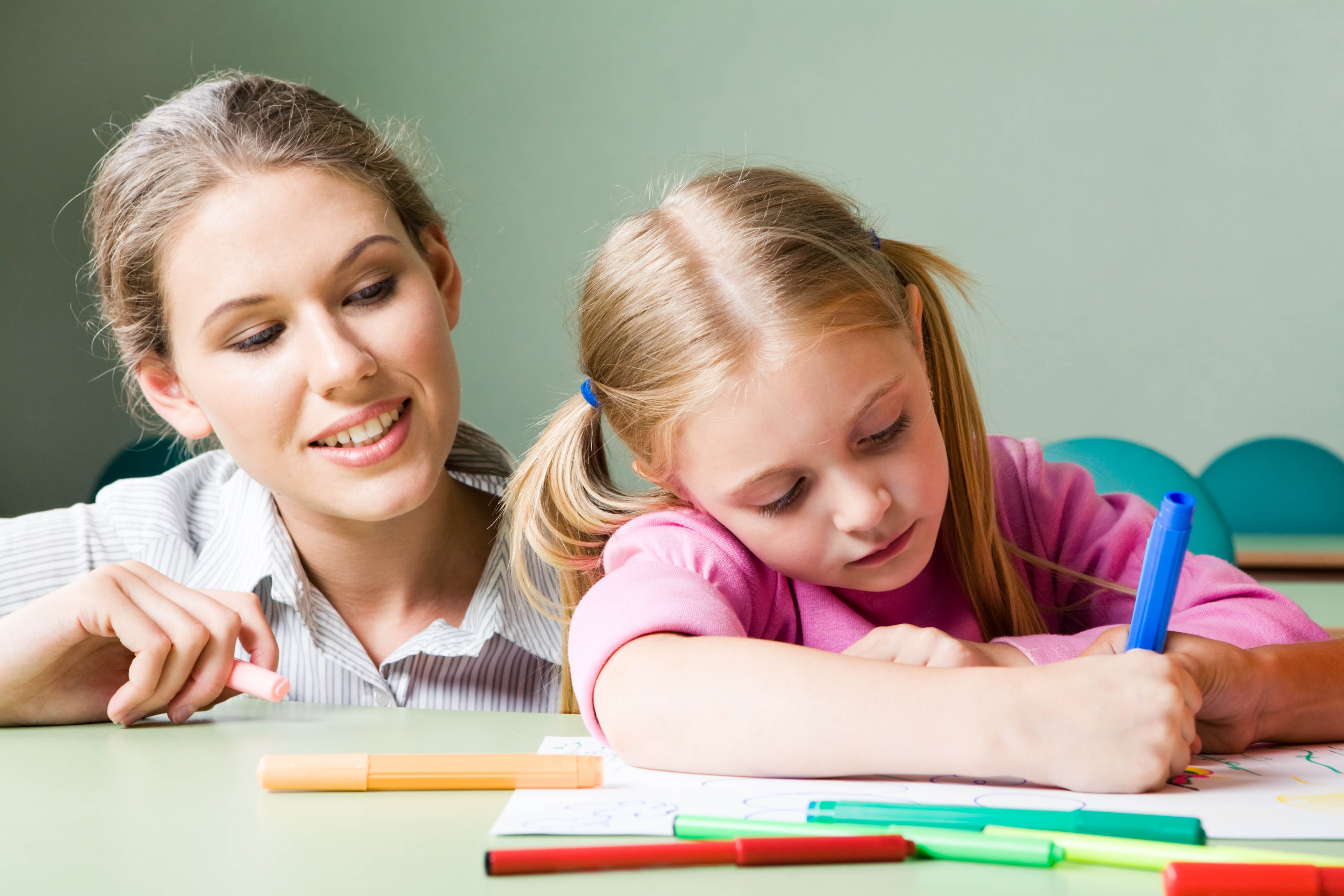 people, caucasian Ethnicity, looking At Camera, crayons, girls, family, sister, blond Hair, painting, togetherness, fun, school building, females, 4K, HD Wallpaper