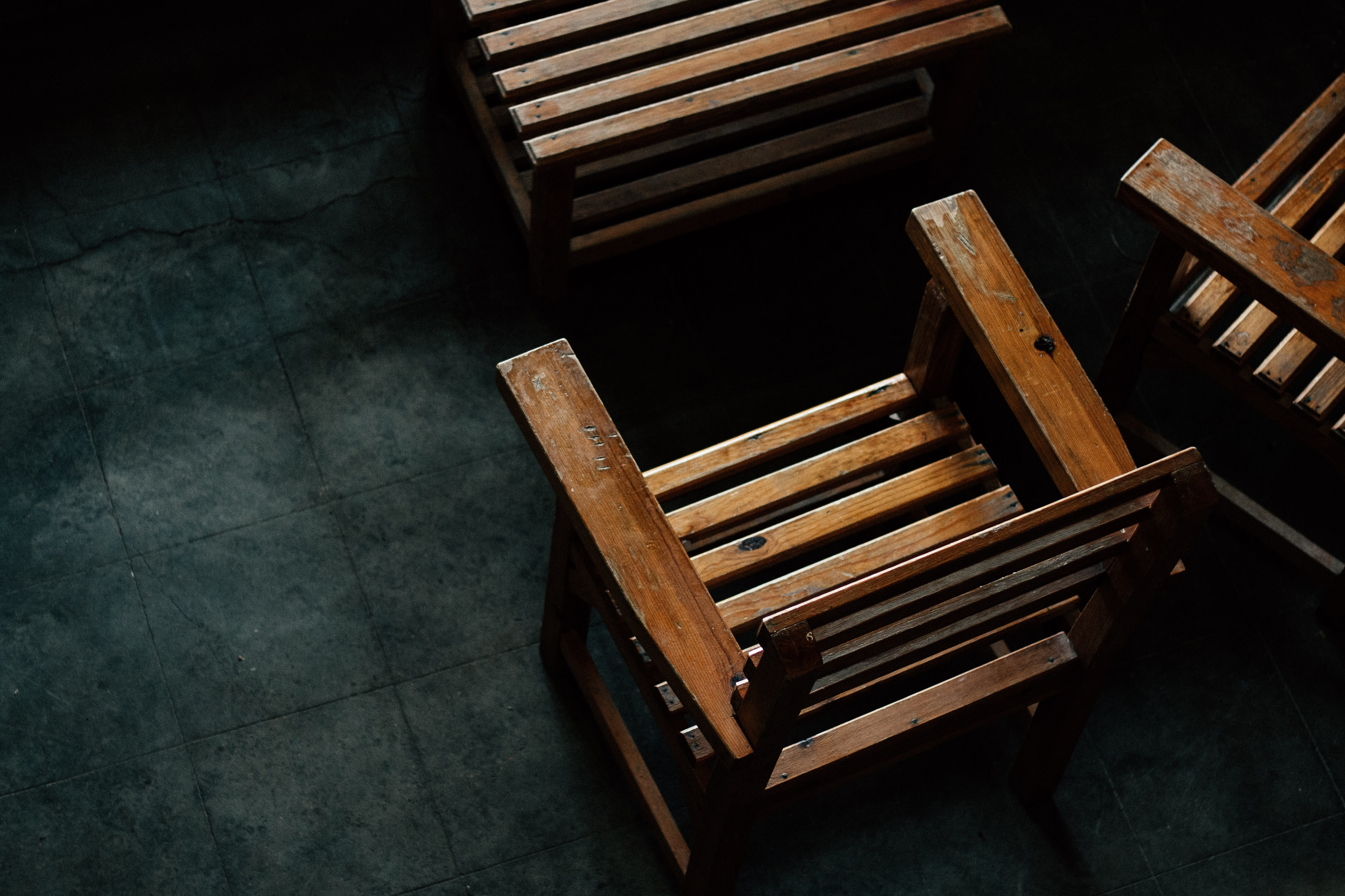 flooring, wooden, close-up, chair, relaxation, hall, tiles, room, high angle view, no people, empty, nature, stack, large group of objects, absence, 5K, HD Wallpaper