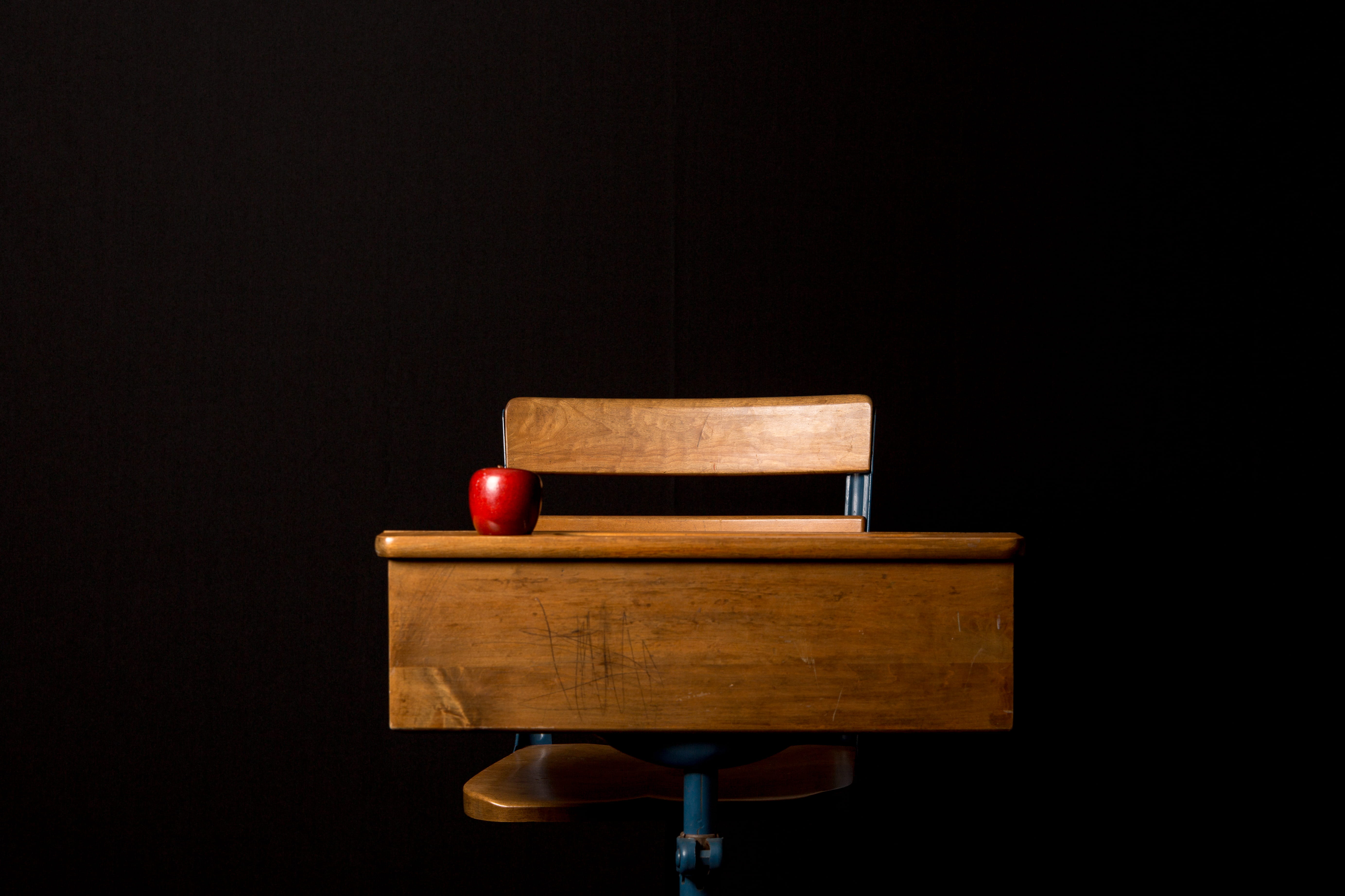 studio shot, music, wood - Material, single object, desk, chair, black Background, food and drink, set, wooden table, no People, box - container, cut out, HD Wallpaper